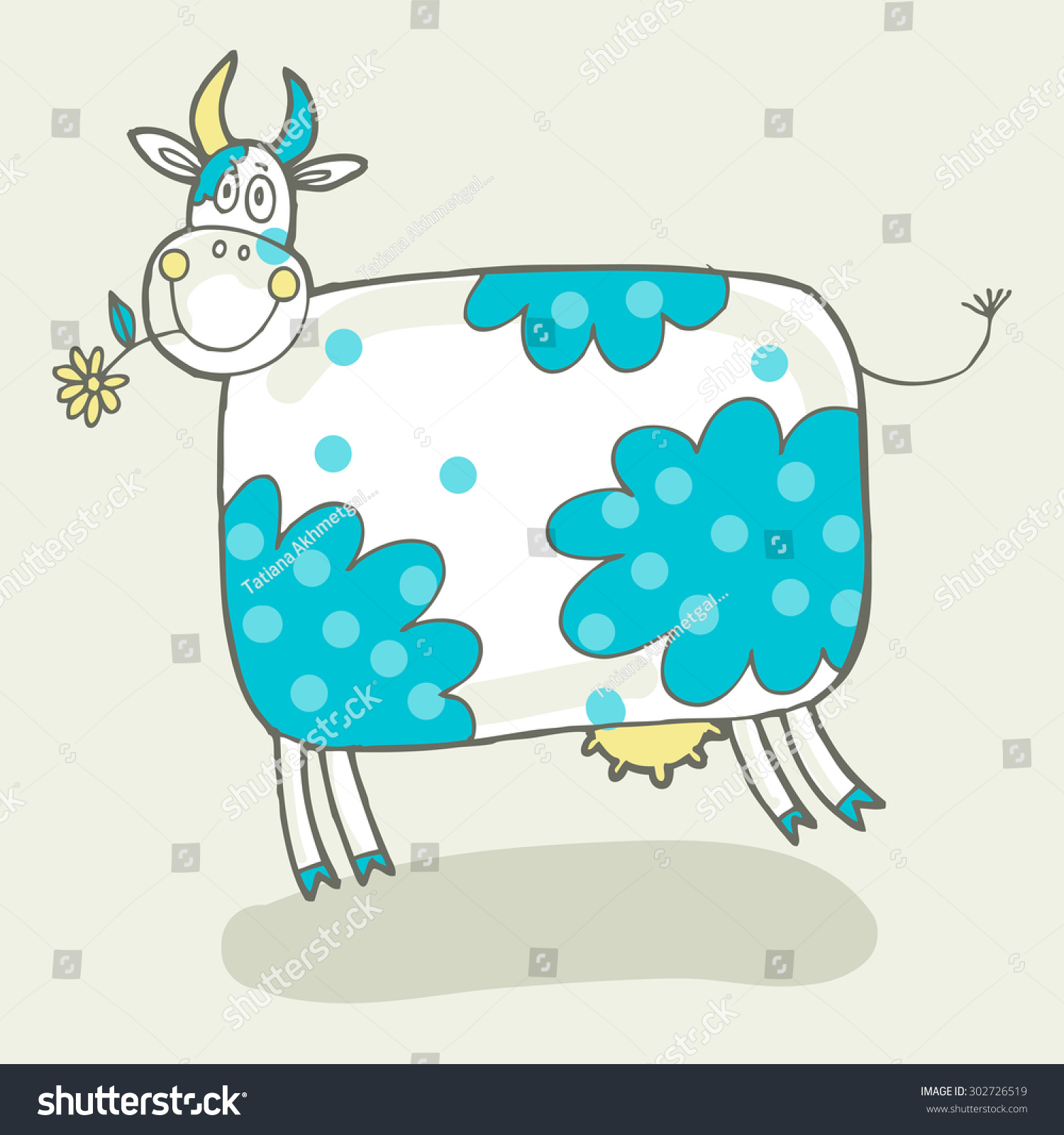 Vector Handdrawn Illustration Cow Village Stock Vector (Royalty Free ...