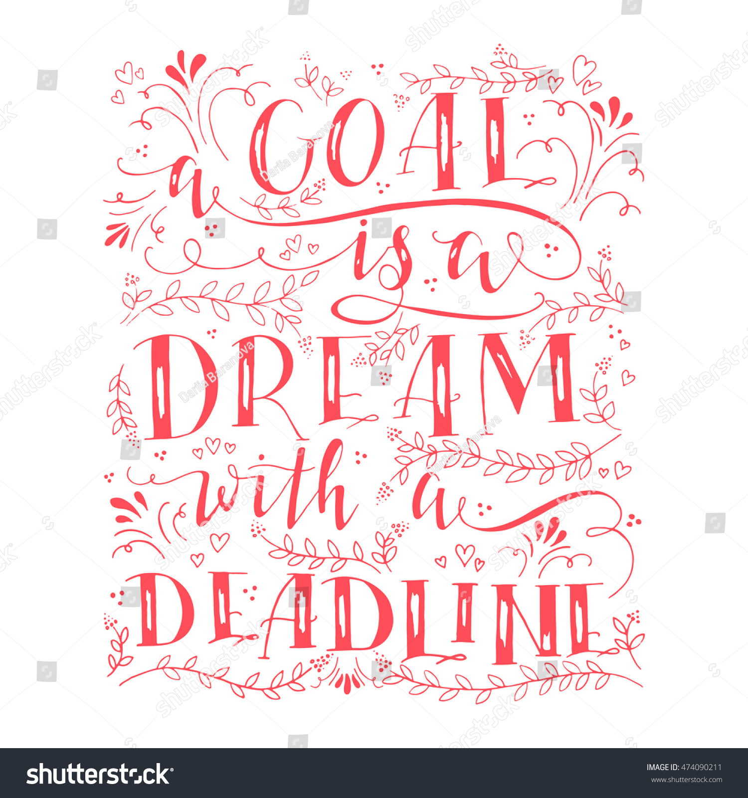 Vector Hand Drawn Illustration Handlettering Goal Stock Vector Hand Drawn Illustration Handlettering Goal Stock