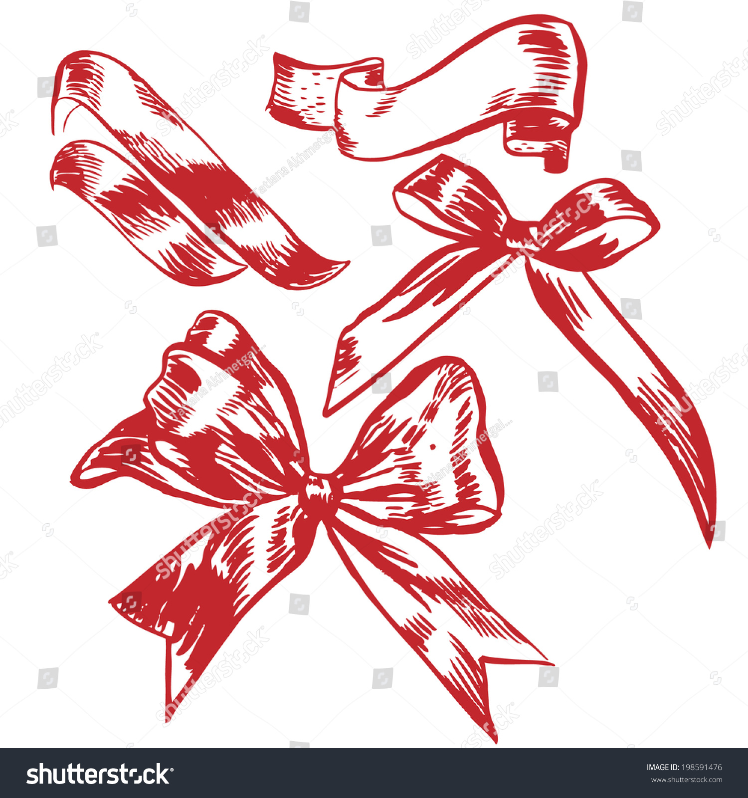 Vector Hand-Drawn Illustration With Ribbons - 198591476 : Shutterstock