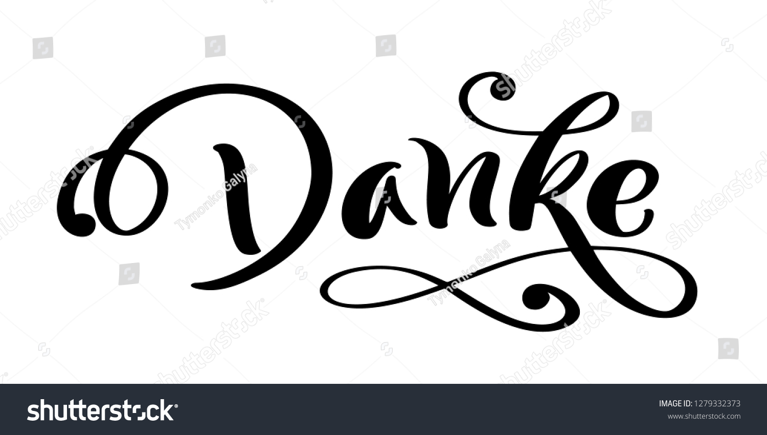 Vector Hand Drawn Lettering Danke Elegant Stock Vector (Royalty Free ...