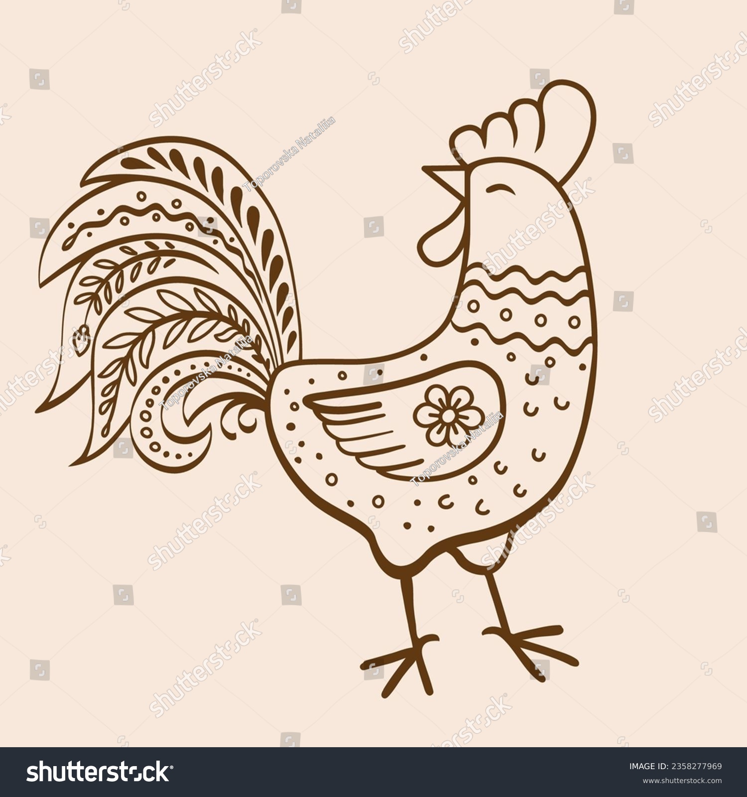 SVG of Vector hand drawn logo rooster in retro style. Ornate doodle of domestic birds svg