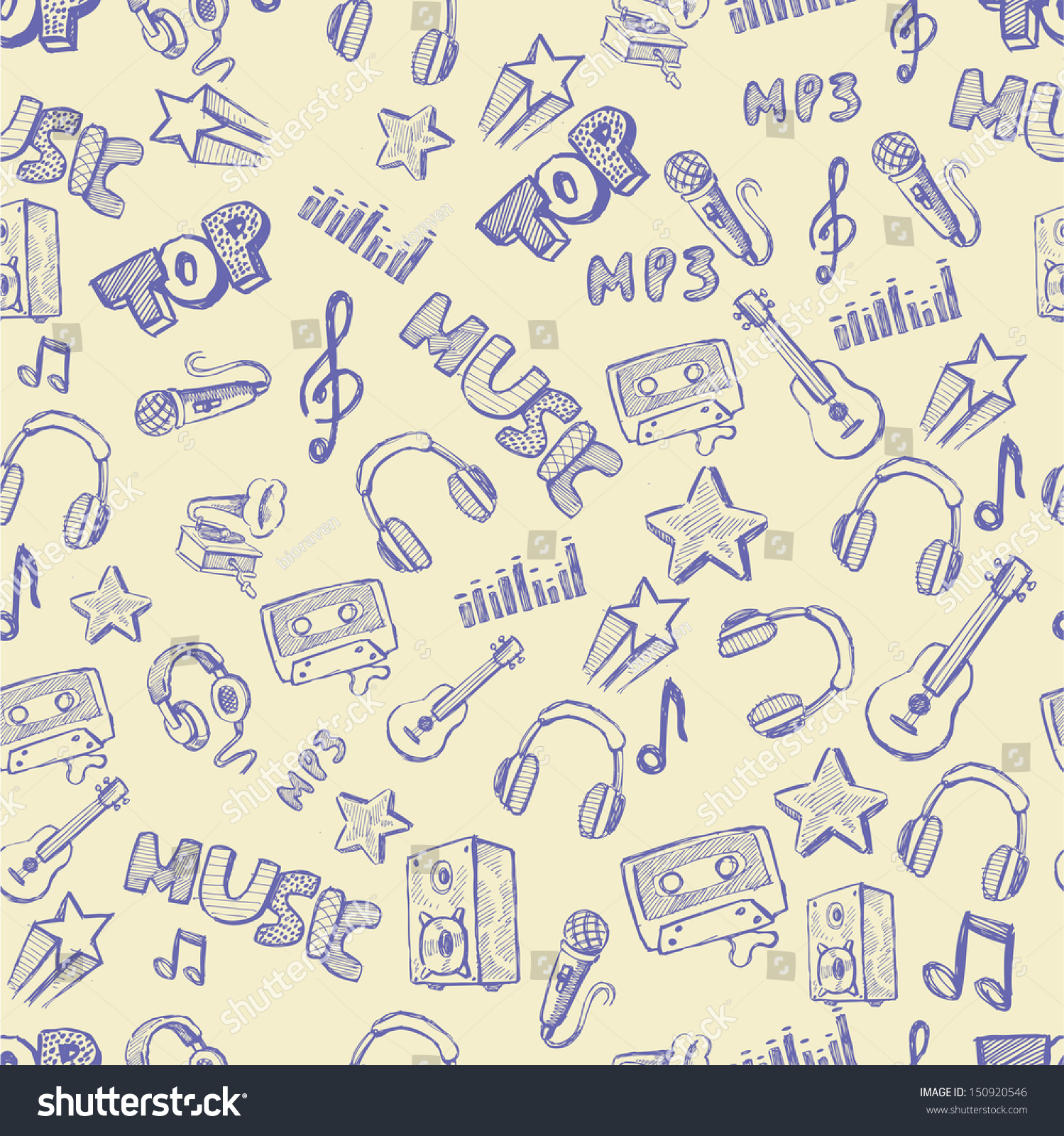 Vector Hand Drawn Of Music Icons Set - 150920546 : Shutterstock