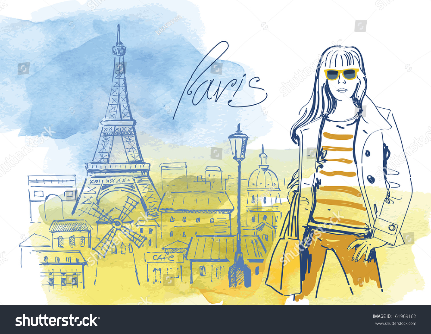 Vector Hand Drawn Picture Fashion Girl Stock Vector Royalty Free