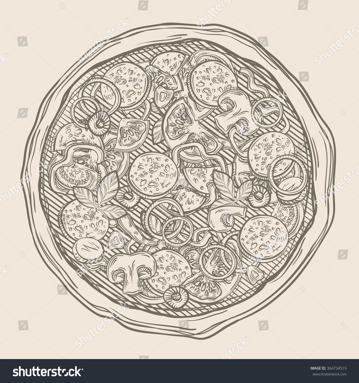 Vector Hand Drawn Pizza Sketch Fast Stock Vector (Royalty Free) 364734515