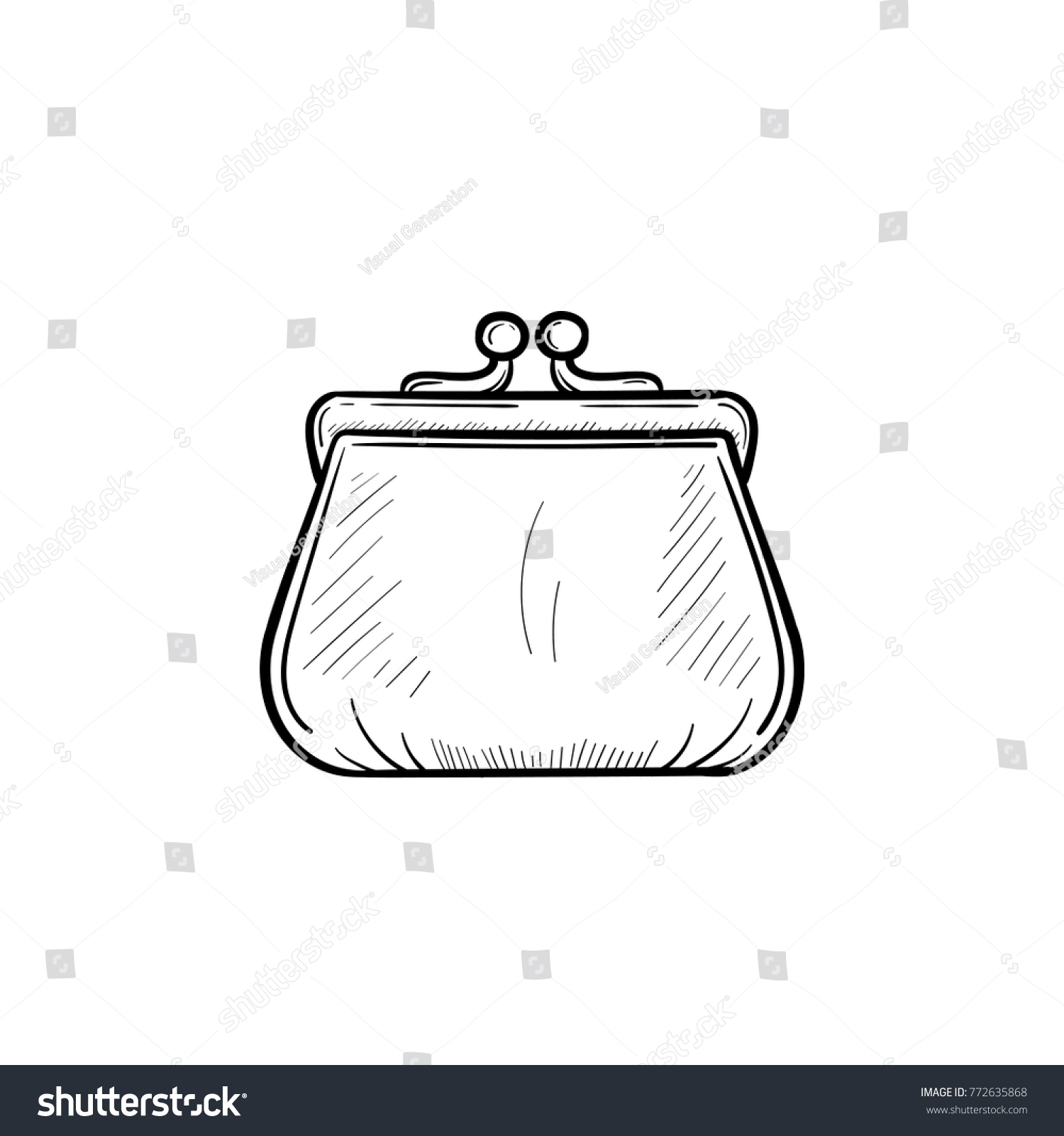 Vector Hand Drawn Purse Outline Doodle Stock Vector (Royalty Free ...