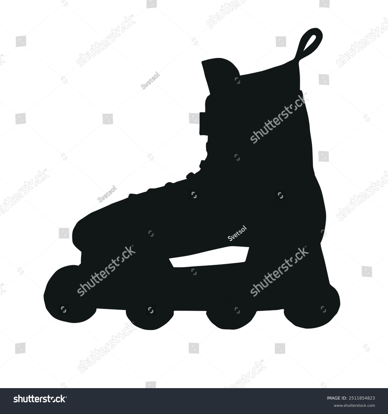 recommend clip art: Vector hand drawn sketch doodle roller skate silhouette isolated on white background