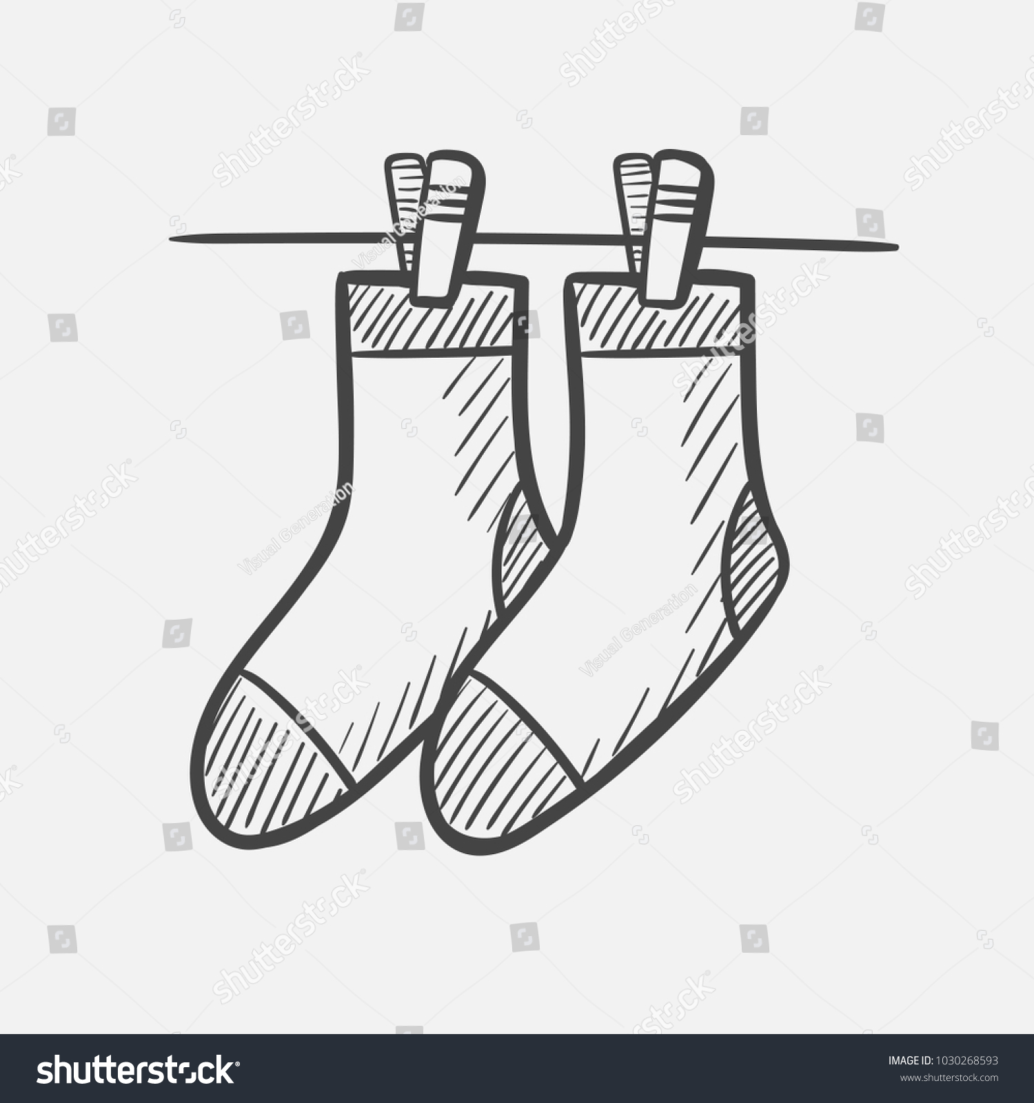 Vector Hand Drawn Socks Hanging On Stock Vector (Royalty Free ...