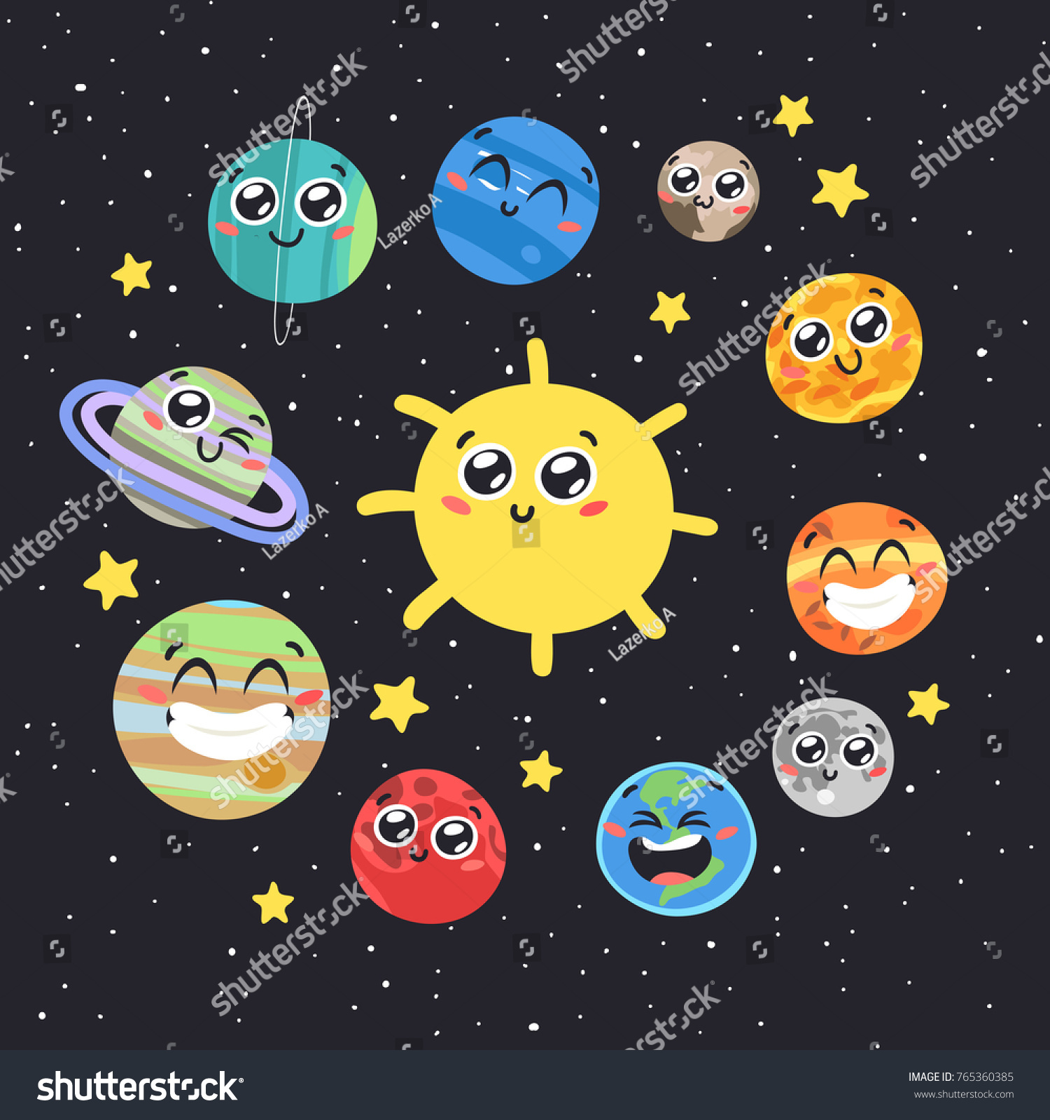 Vector Hand Drawn Solar System Sun Stock Vector 765360385 - Shutterstock