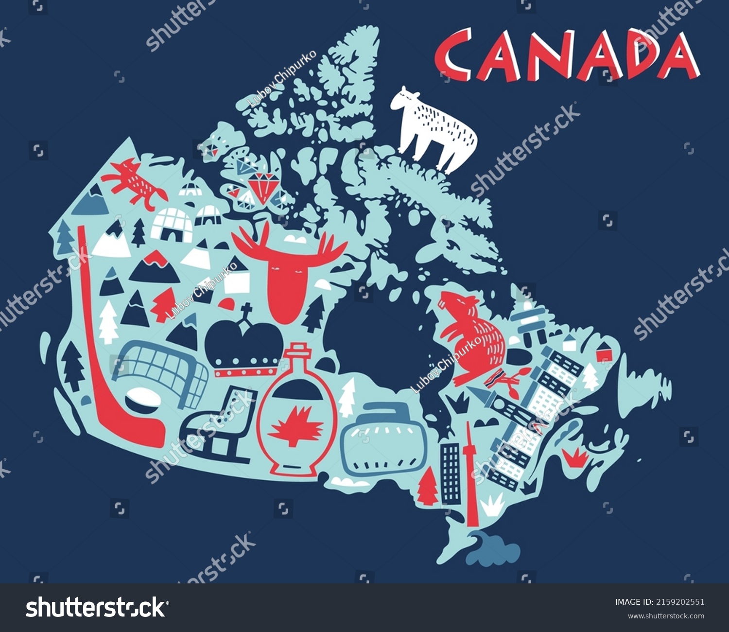 Vector Hand Drawn Stylized Map Canadian Stock Vector (Royalty Free ...