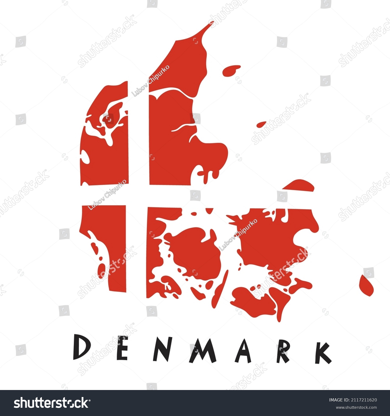 Vector Hand Drawn Stylized Map Denmark Stock Vector (Royalty Free ...