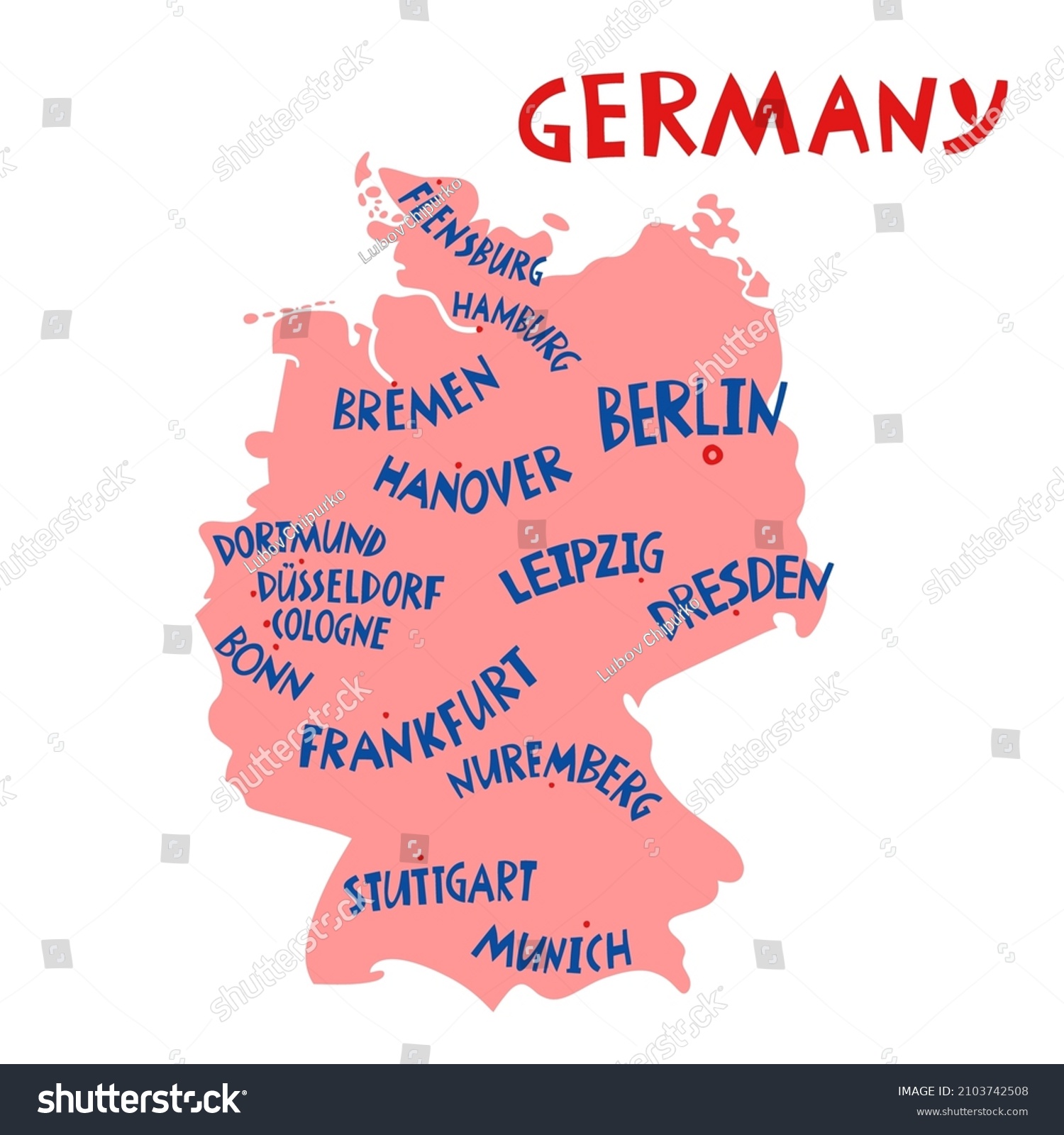 SVG of Vector hand drawn stylized map of Germany cities. Travel illustration. Federal Republic of Germany geography illustration. Europe map element svg