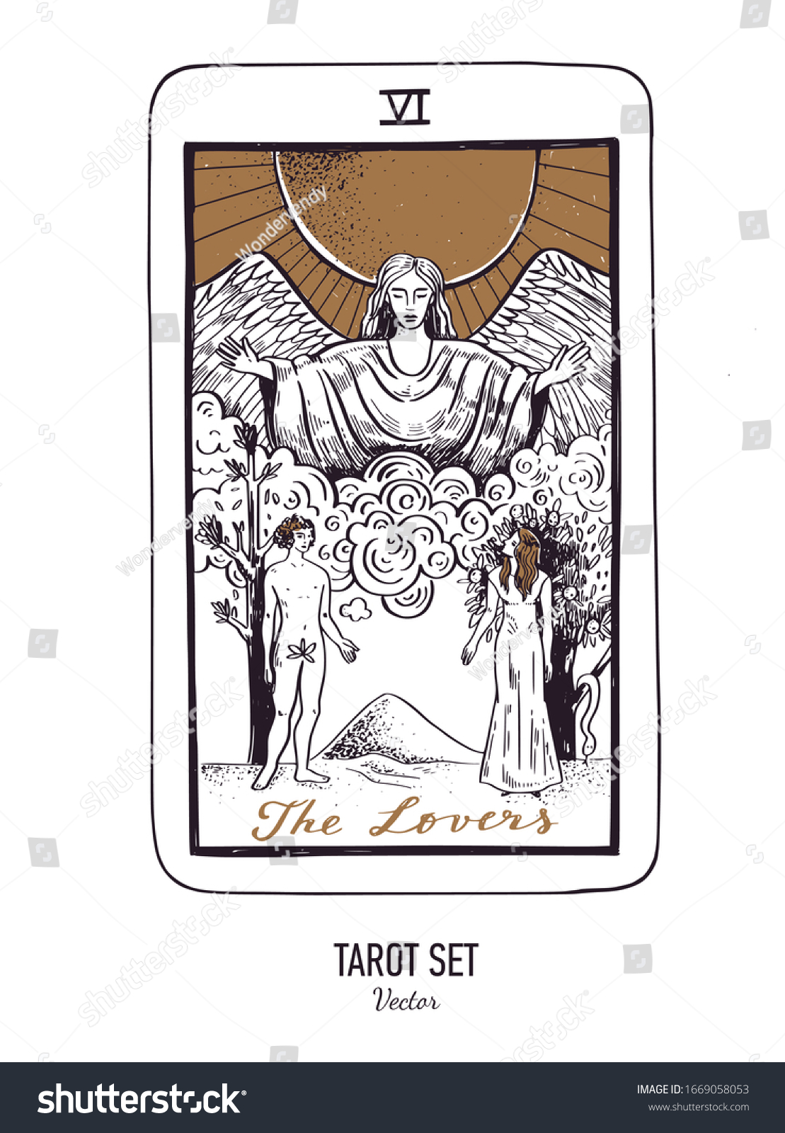 Vector Hand Drawn Tarot Card Deck Stock Vector (Royalty Free) 1669058053