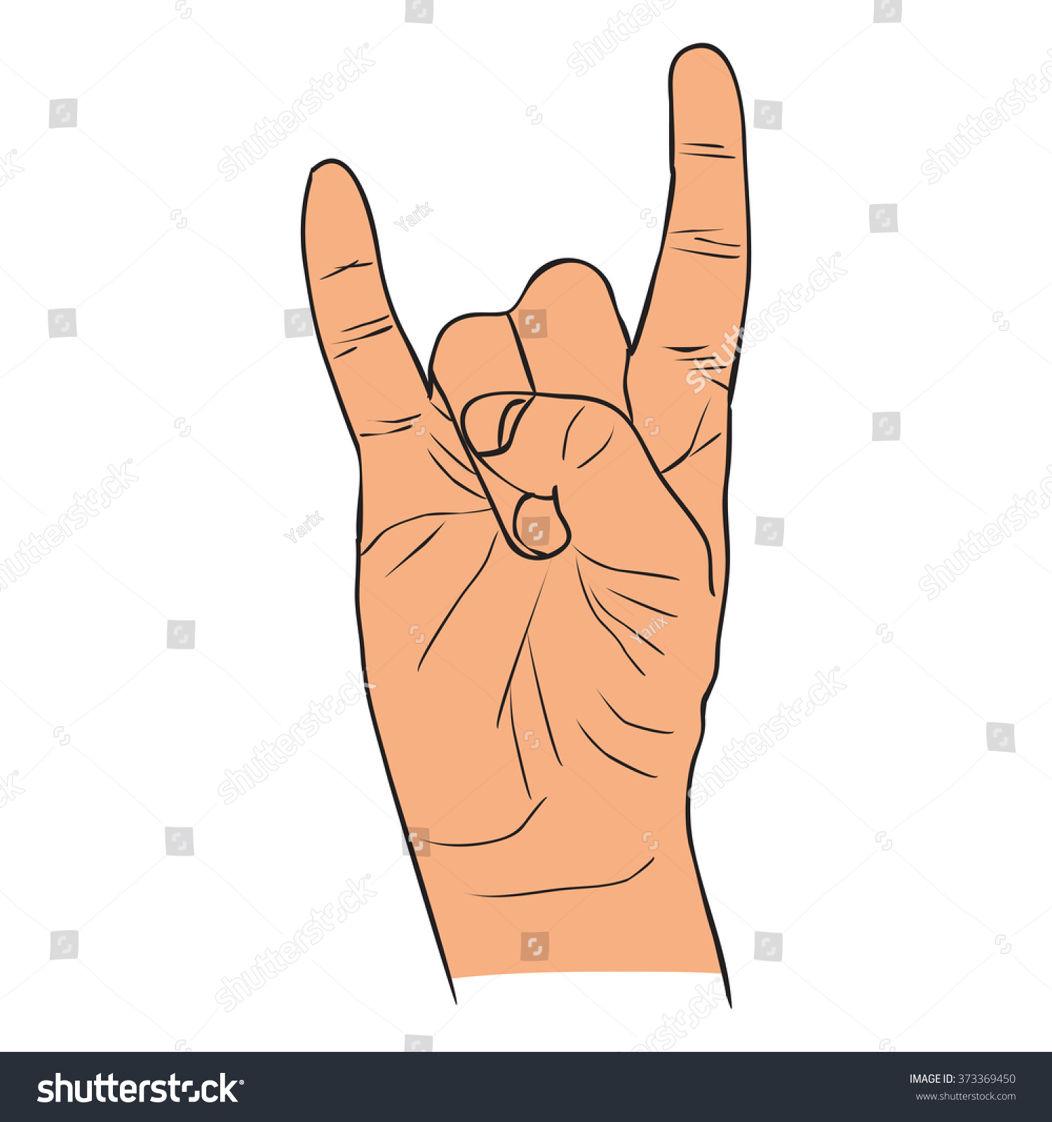 Vector Hand Icon Isolated On White Stock Vector 373369450 - Shutterstock