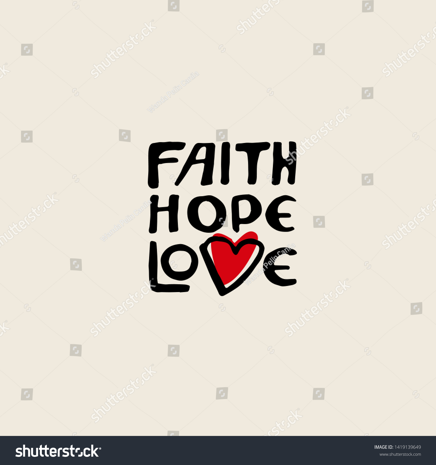 Vector Hand Lettering Words Faith Hope Stock Vector (royalty Free 