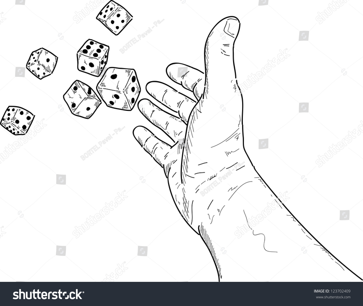 Vector Hand Rolling Dice Isolated On Stock Vector 123702409 - Shutterstock