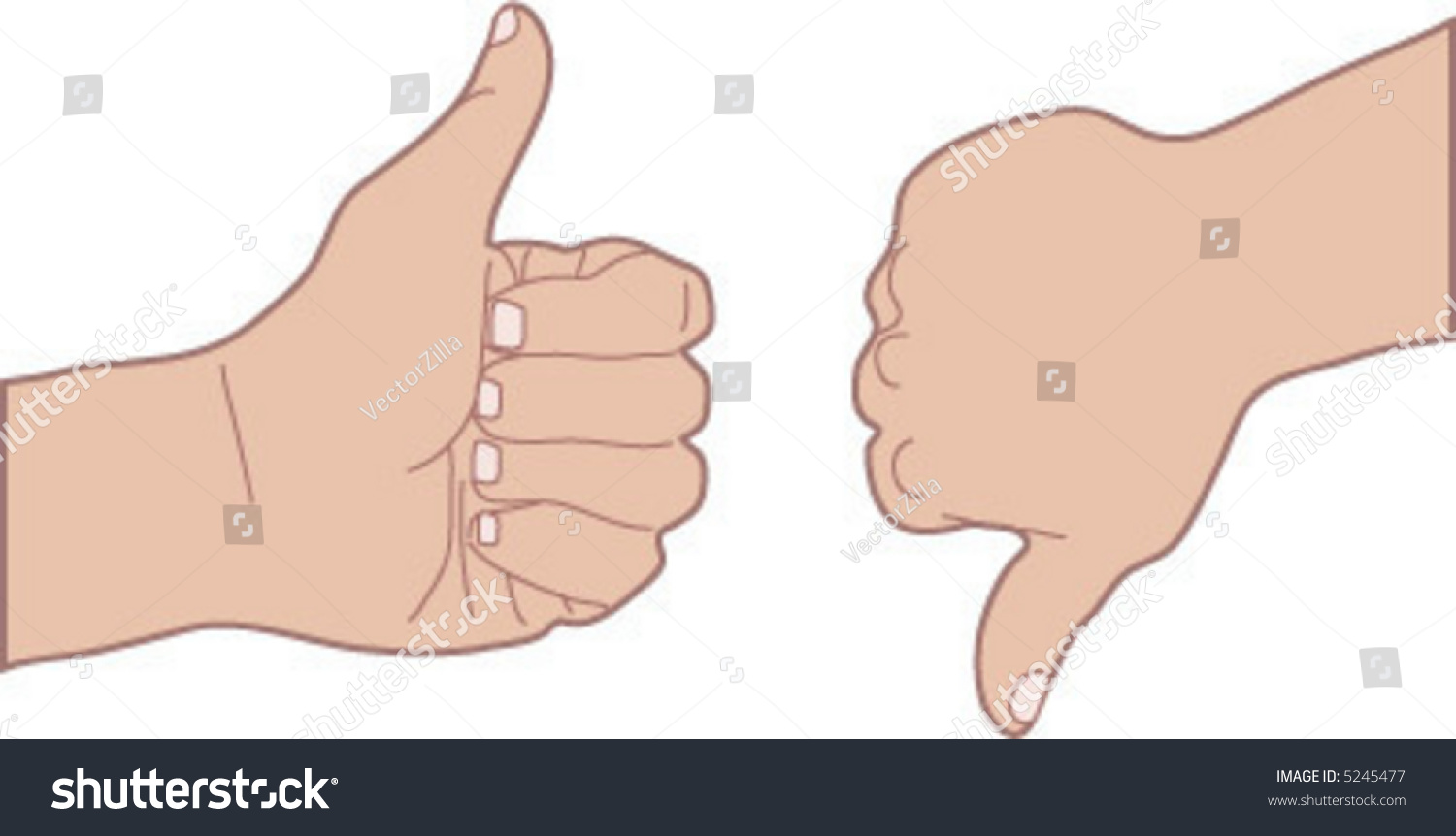 Vector Hands Giving Thumbs Up And Thumbs Down Illustration - 5245477 ...