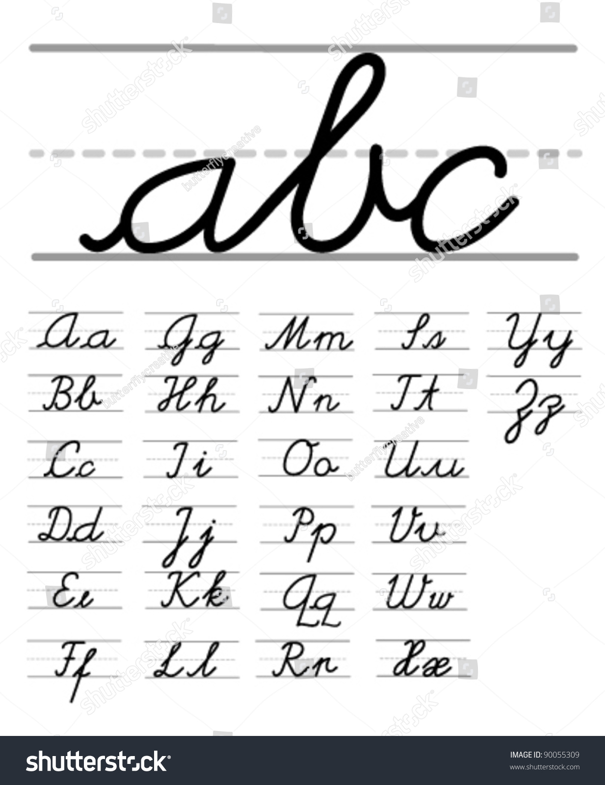 Worksheet Handwriting Alphabet vector handwriting alphabet stock 90055309 shutterstock alphabet
