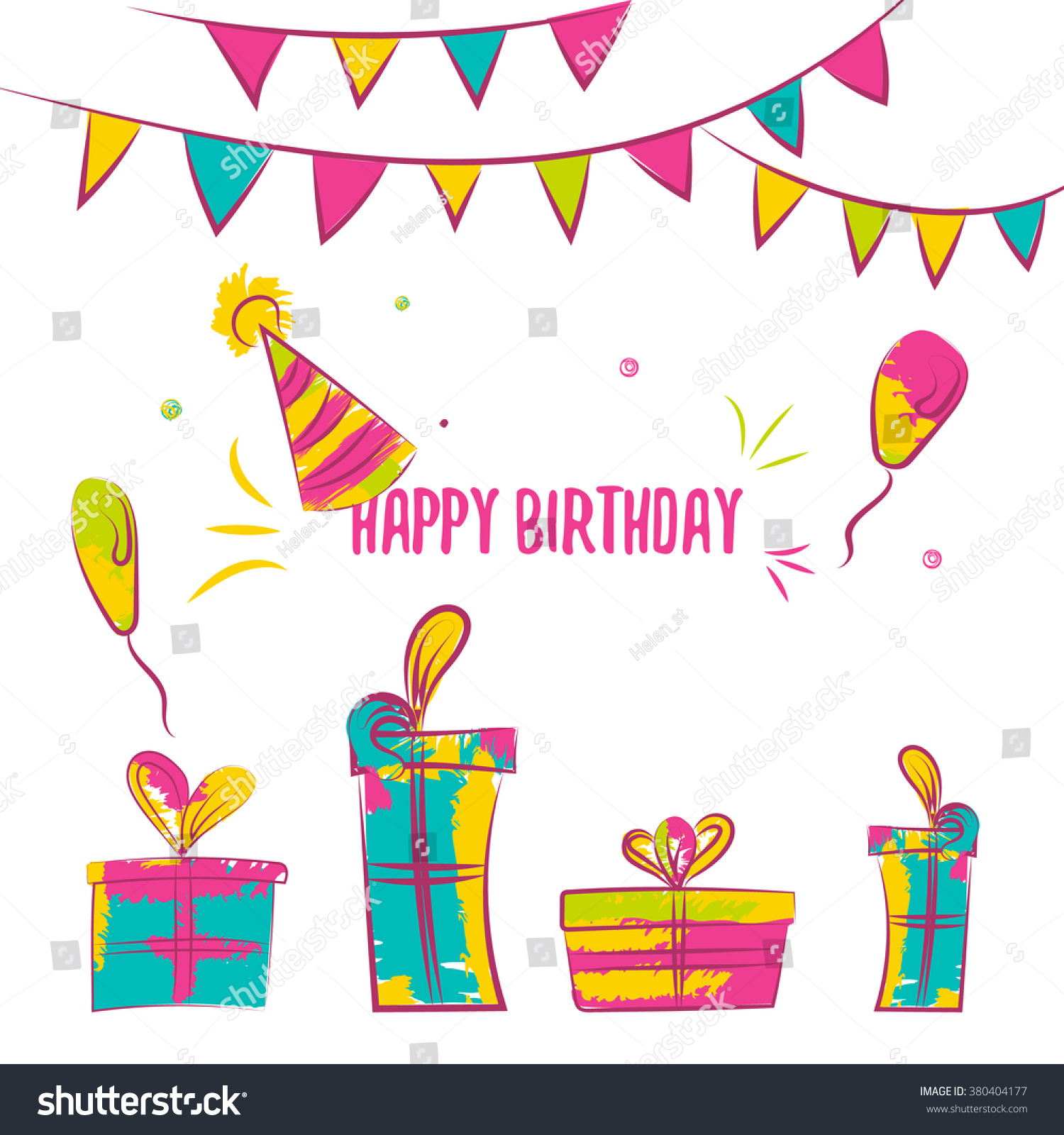 Vector Happy Birthday Card. Colorful Design Can Be Used For Banners ...