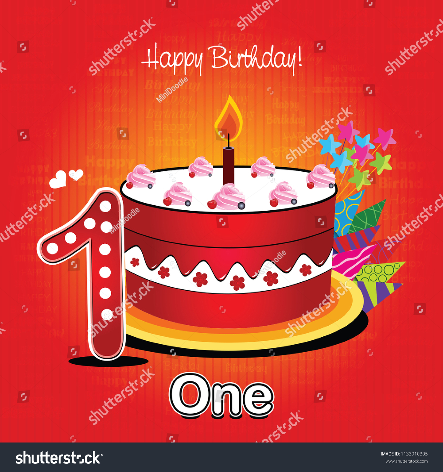 Vector Happy Birthday Card Cake Numbers Stock Vector Royalty Free 1133910305 Shutterstock