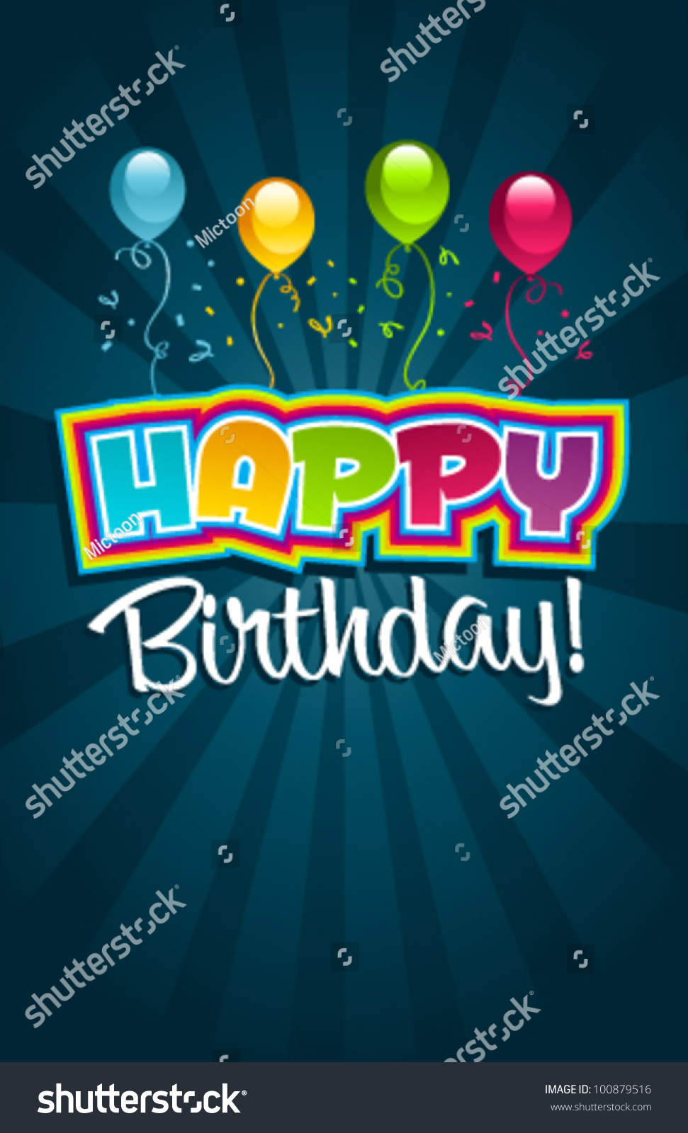 Vector Happy Birthday Greeting Card Stock Vector 100879516 - Shutterstock