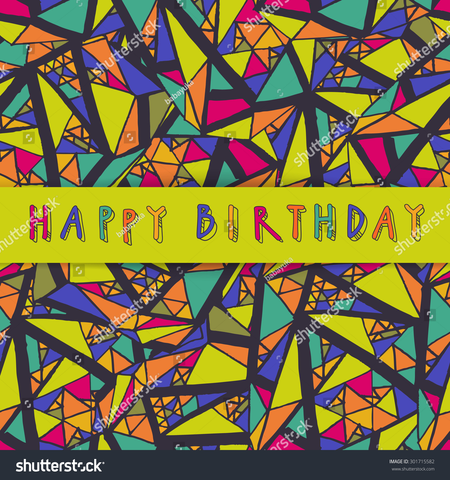Vector Happy Birthday Hand Drawn Card Stock Vector 301715582 - Shutterstock