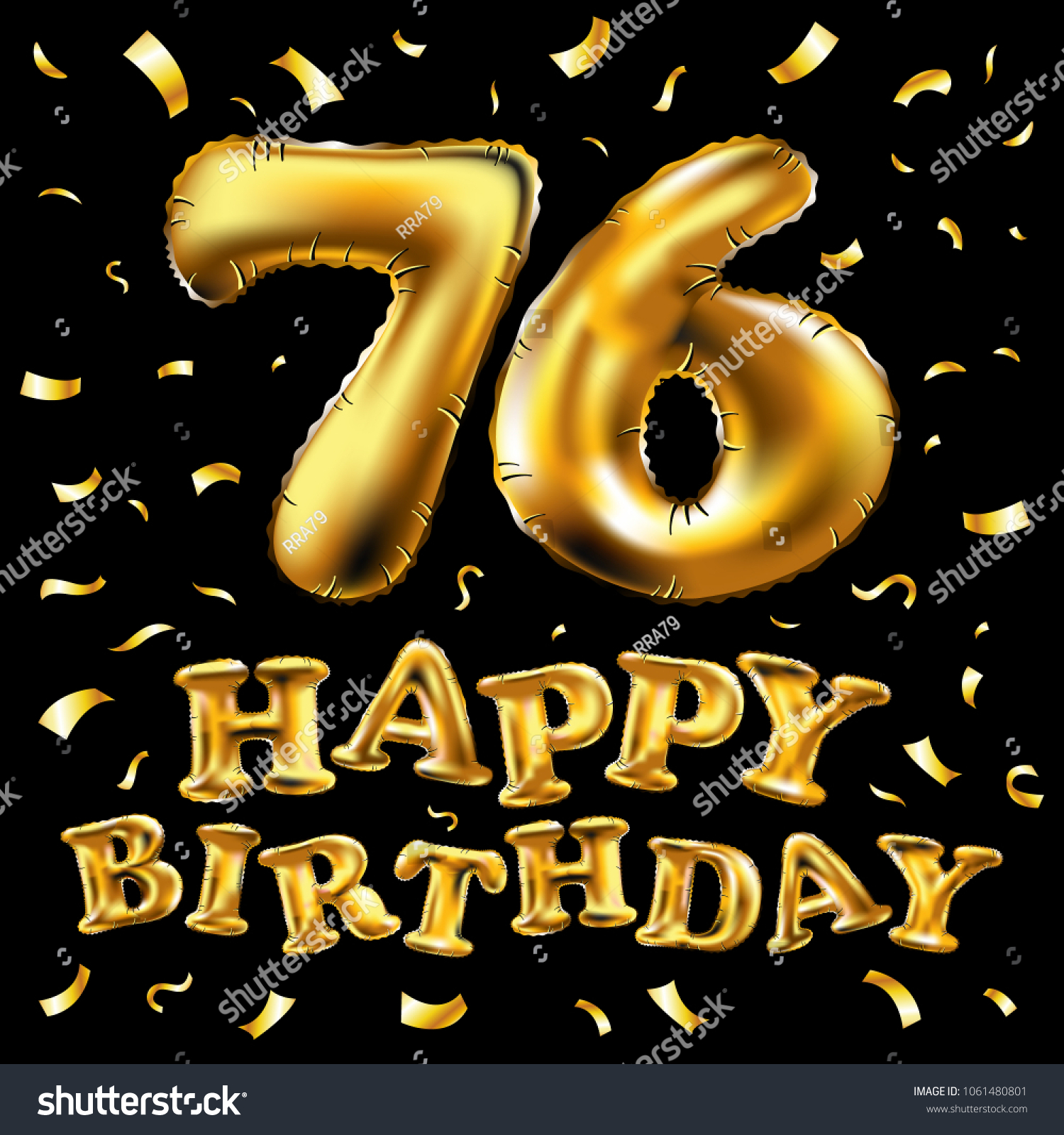 Vector Happy Birthday 76th Celebration Gold Stock Vector Royalty Free