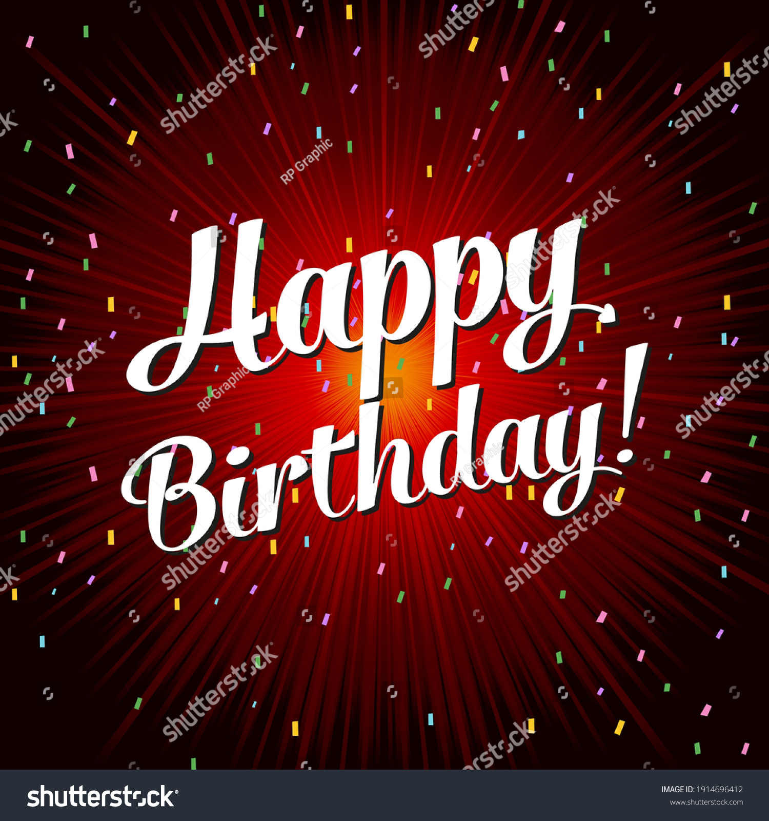 Vector Happy Birthday Typography Sparkle Background Stock Vector ...