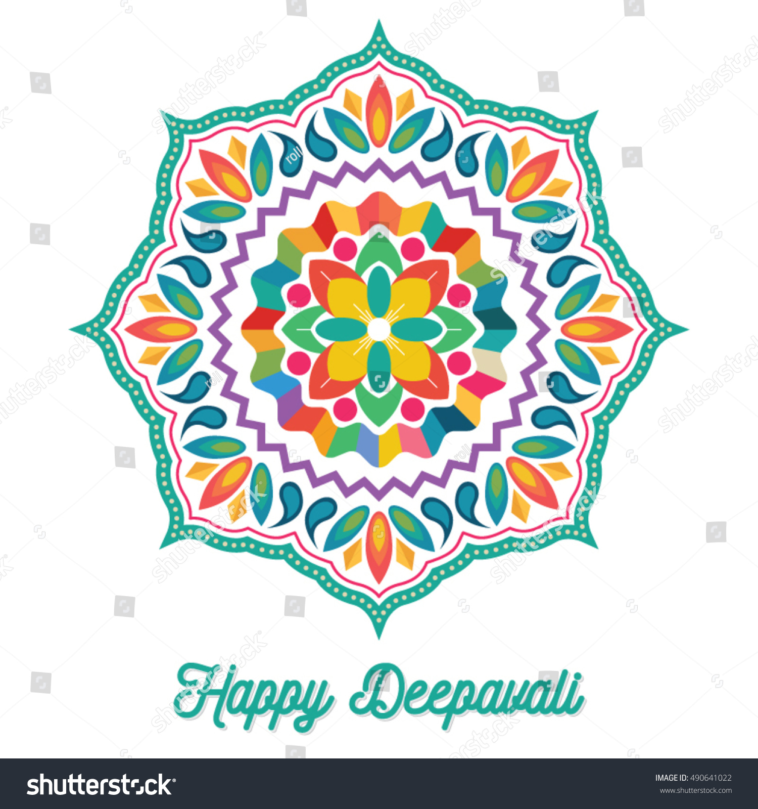 Vector Happy Deepavali Kolam Patterns Stock Vector (Royalty Free) 490641022