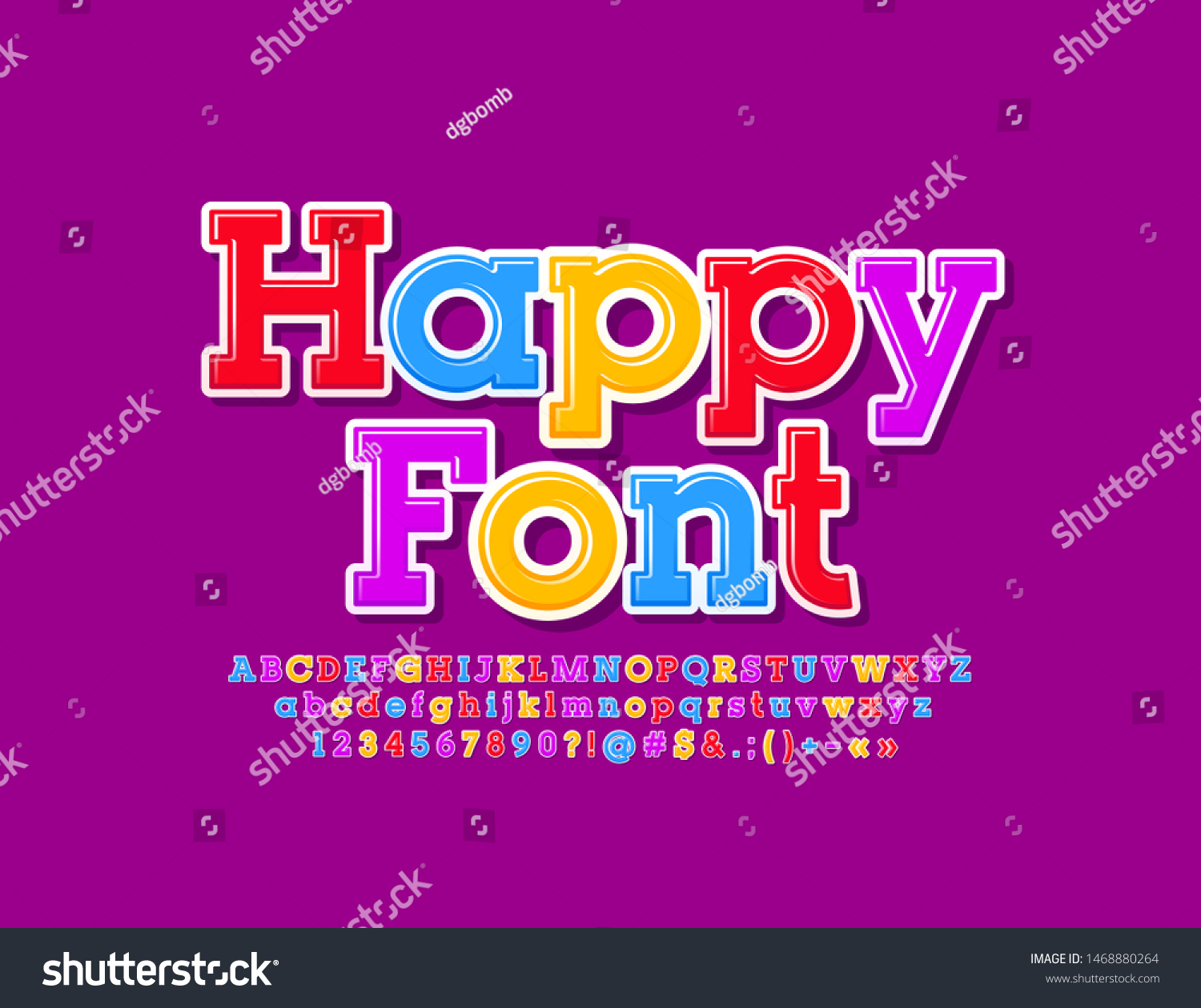 Vector Happy Font Glossy Bright Alphabet Stock Vector Royalty Free