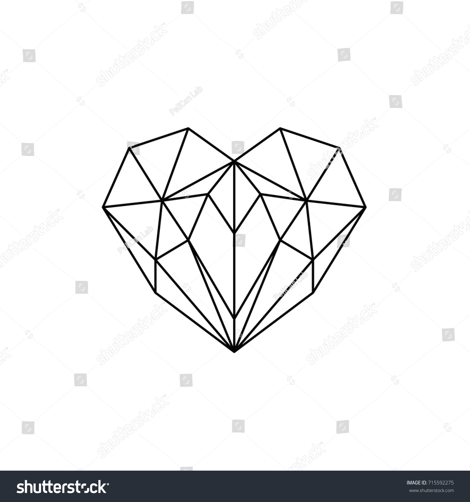 Vector Heart Polygon Style Geometric Heart Stock Vector (Royalty Free ...