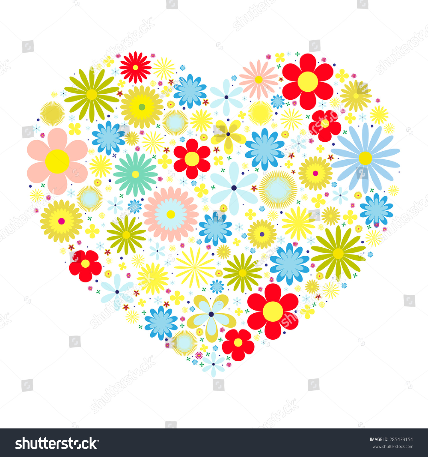 Vector Heart Shape Flower Stock Vector (Royalty Free) 285439154