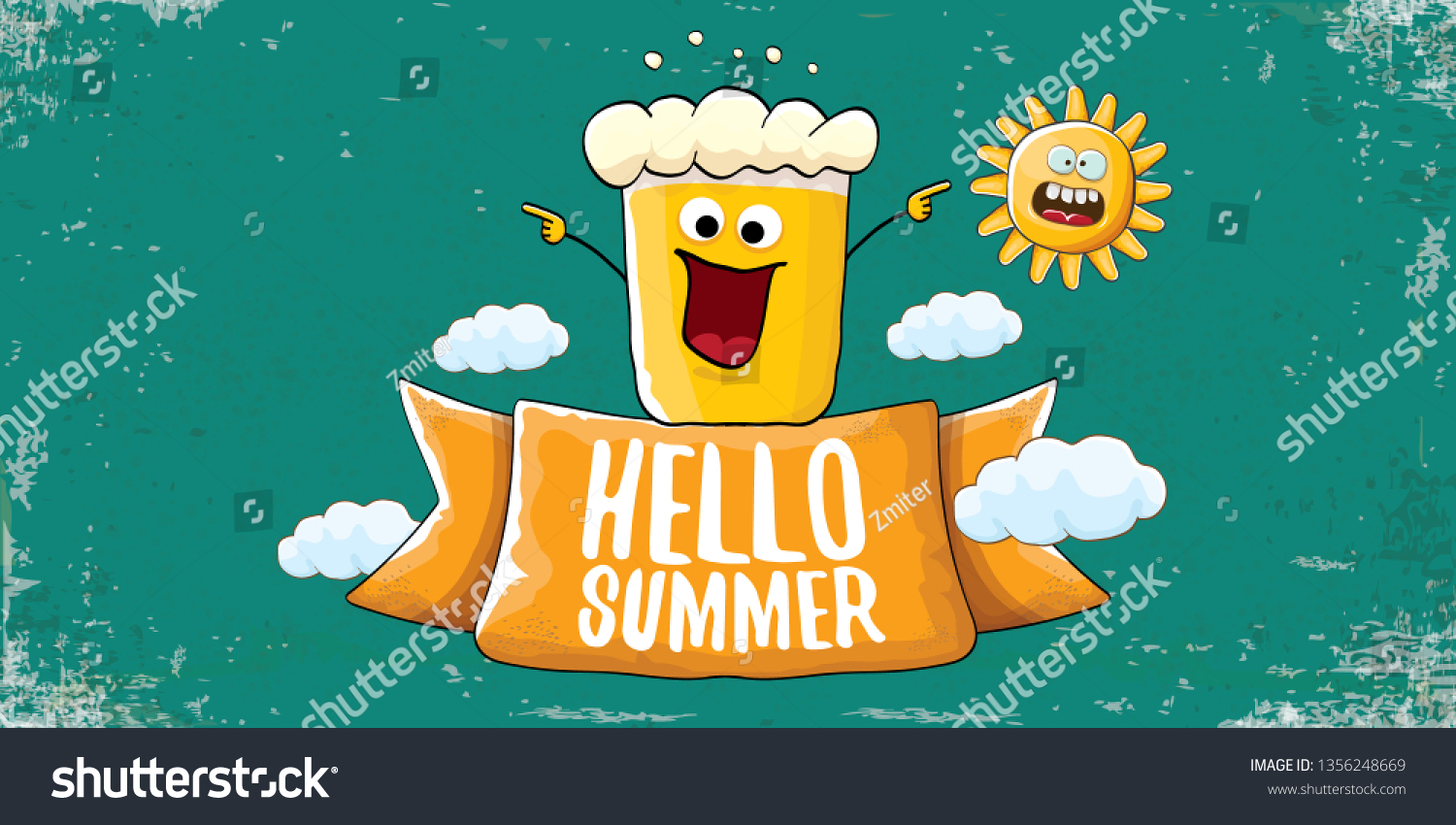 Vector Hello Summer Horizontal Banner Cartoon Stock Vector Royalty Free