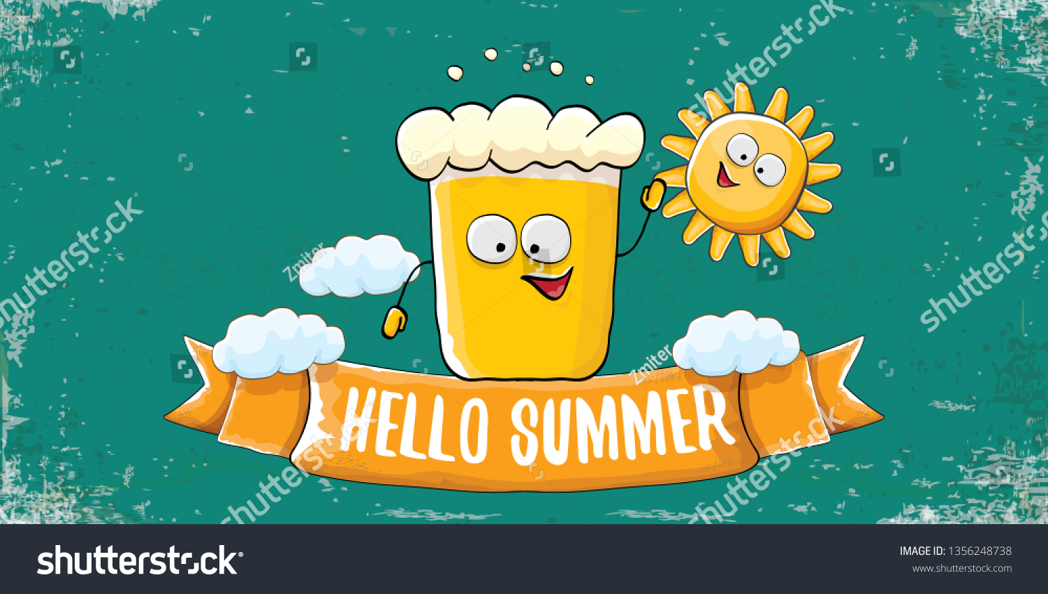 Vector Hello Summer Horizontal Banner Cartoon Stock Vector Royalty Free