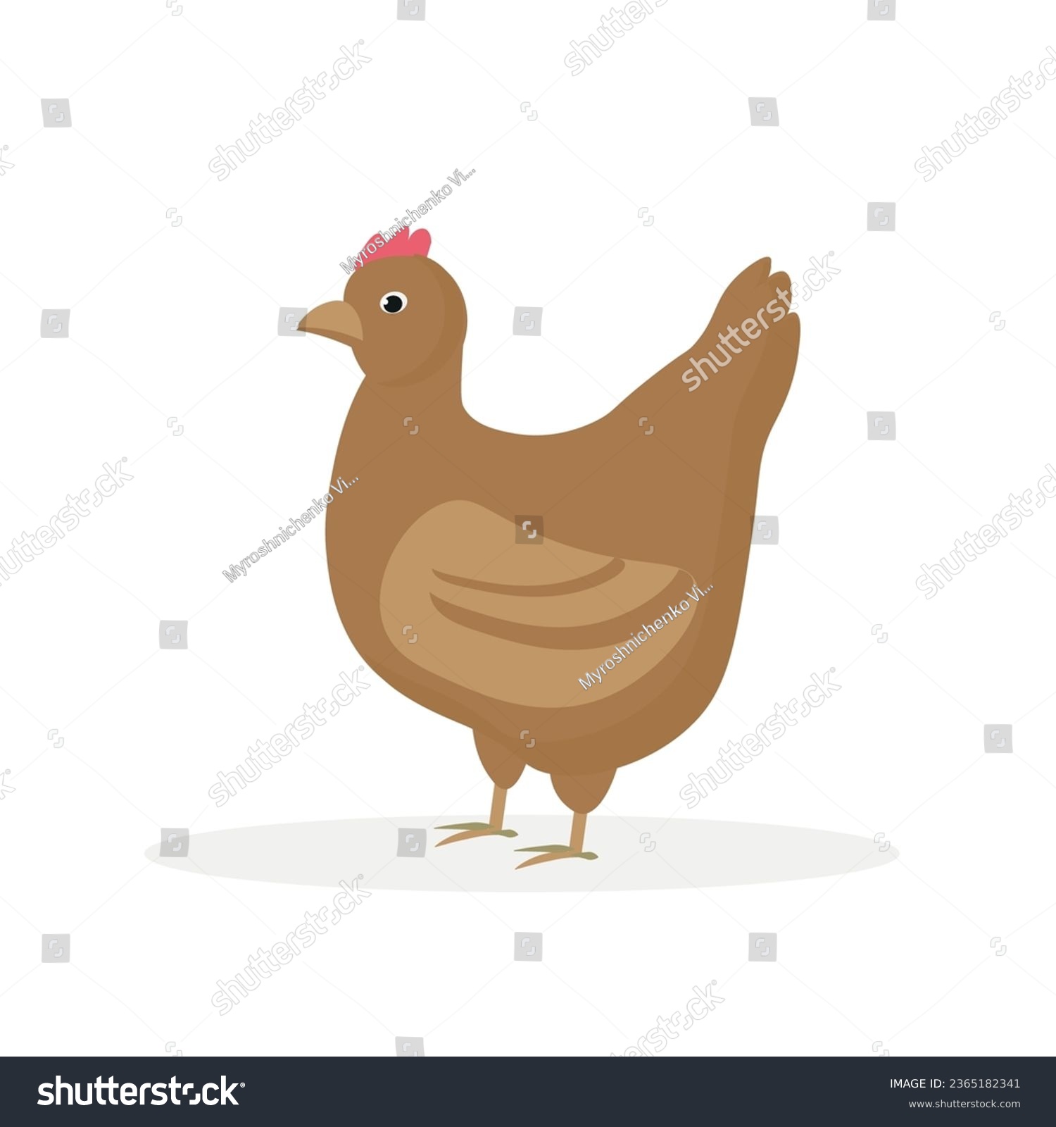 SVG of Vector hen. Flat illustration. Suitable for animation, using in web, apps, books, education projects. No transparency, solid colors only. Svg, lottie without bags. svg