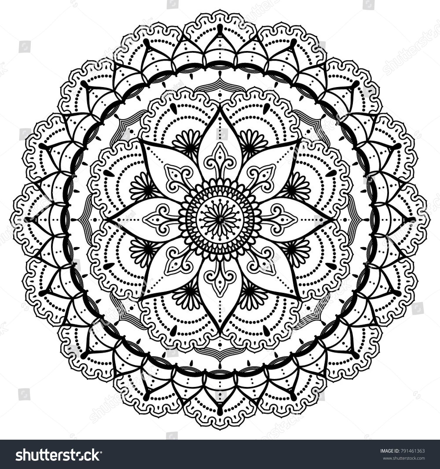 Vector Henna Mandalas Style Decoration Hand Stock Vector (Royalty Free ...