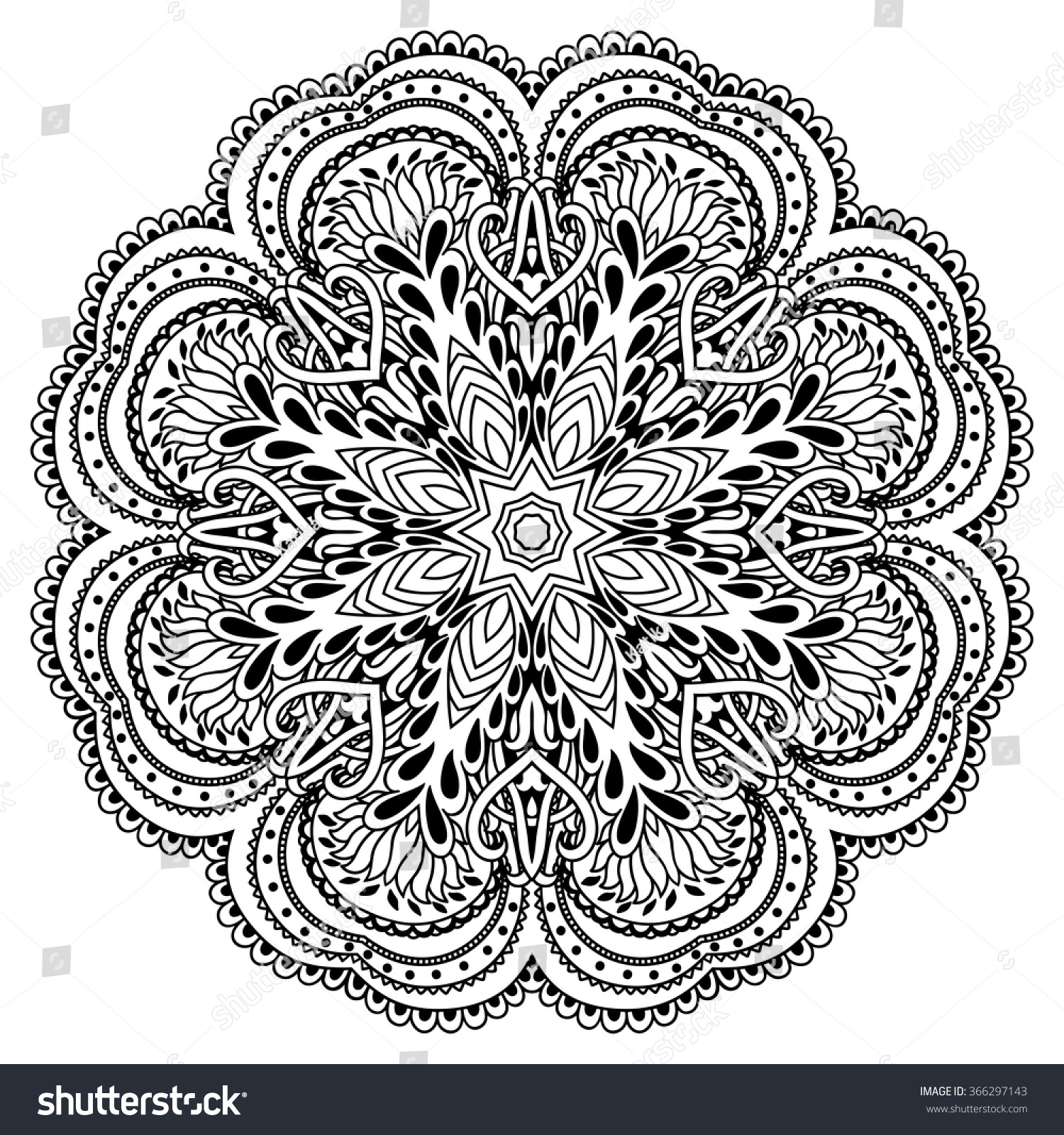 Vector Henna Tatoo Mandala Mehndi Style Stock Vector 366297143 ...