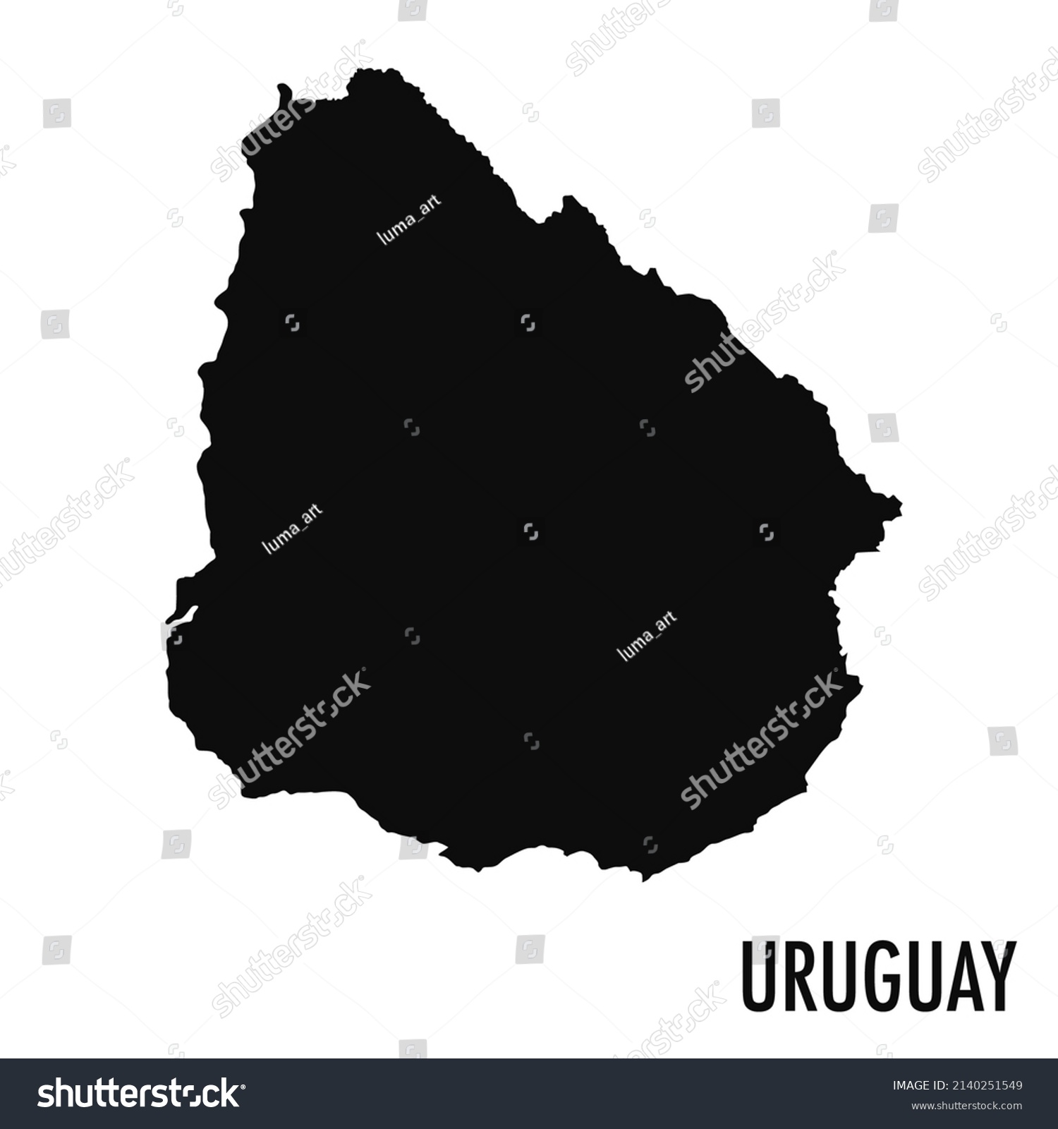 Vector High Quality Map South American Stock Vector Royalty Free   Stock Vector Vector High Quality Map Of The South American State Of Uruguay Simple Black Silhouette High 2140251549 