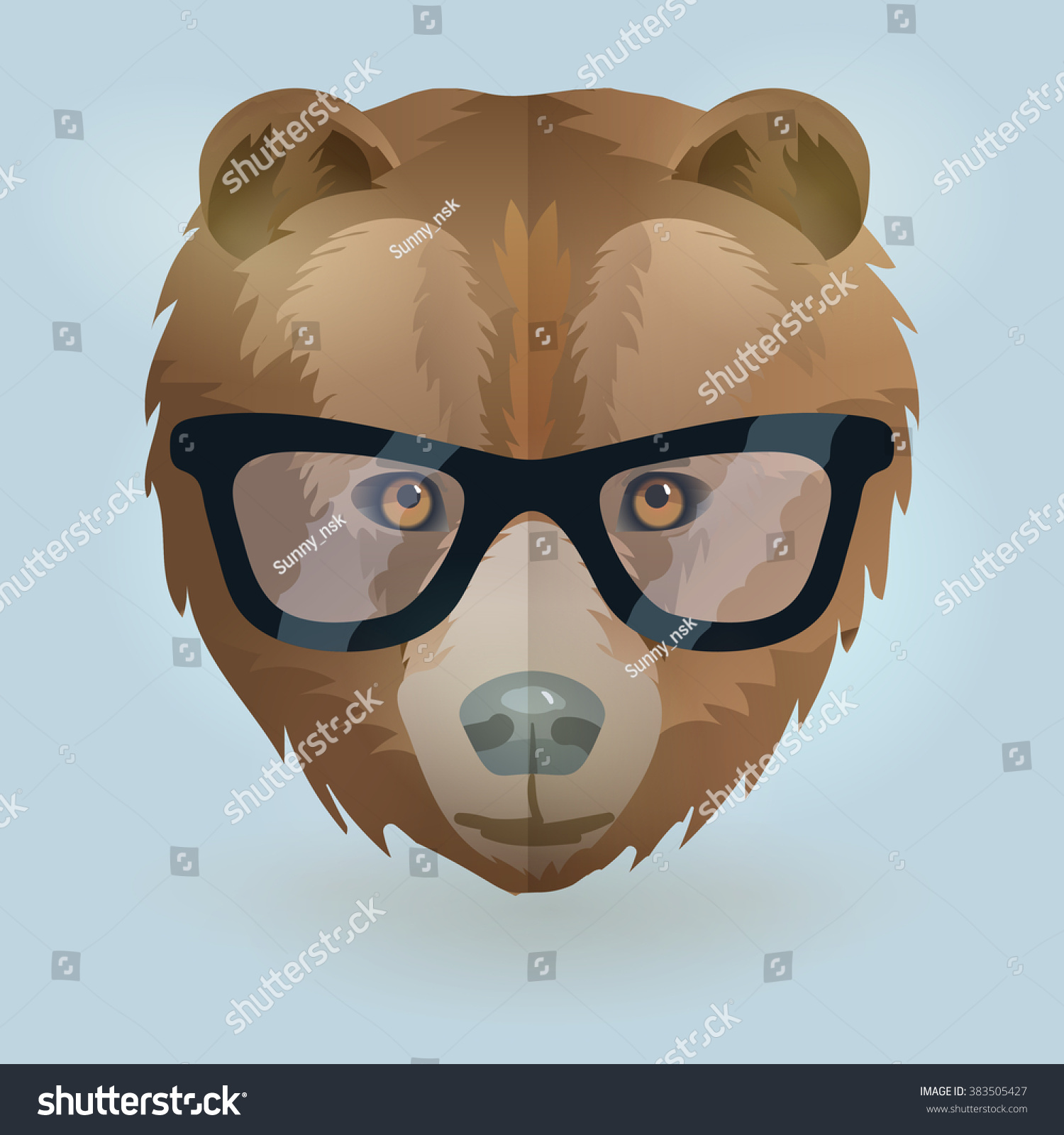 Vector Hipster Bear Portrait Stock Vector 383505427 - Shutterstock
