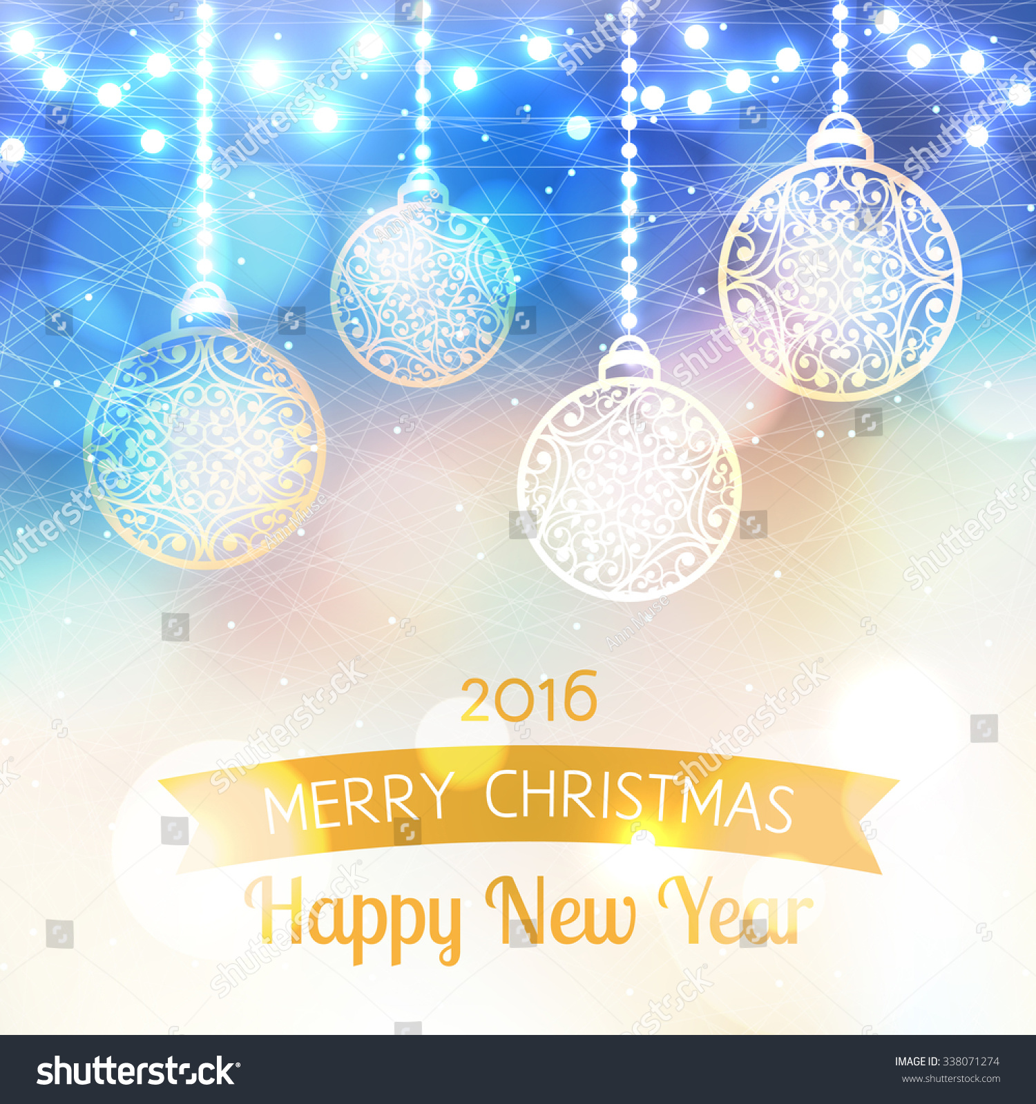 Vector Holiday Card Merry Christmas Happy Stock Vector 338071274 - Shutterstock