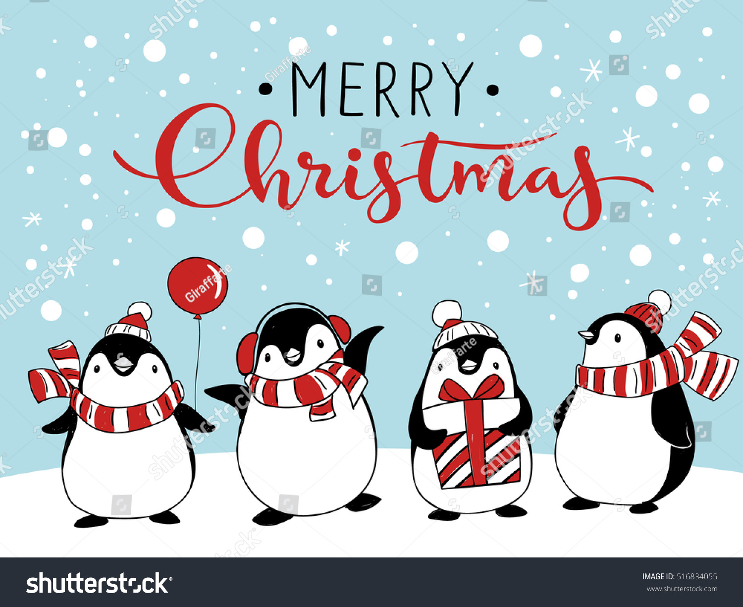 Vector Holiday Christmas Greeting Card Four Stock Vector 516834055