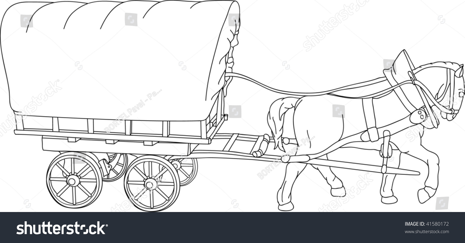 Vector - Horse Cart, The Sheet Is A Place For Your Text - 41580172 ...