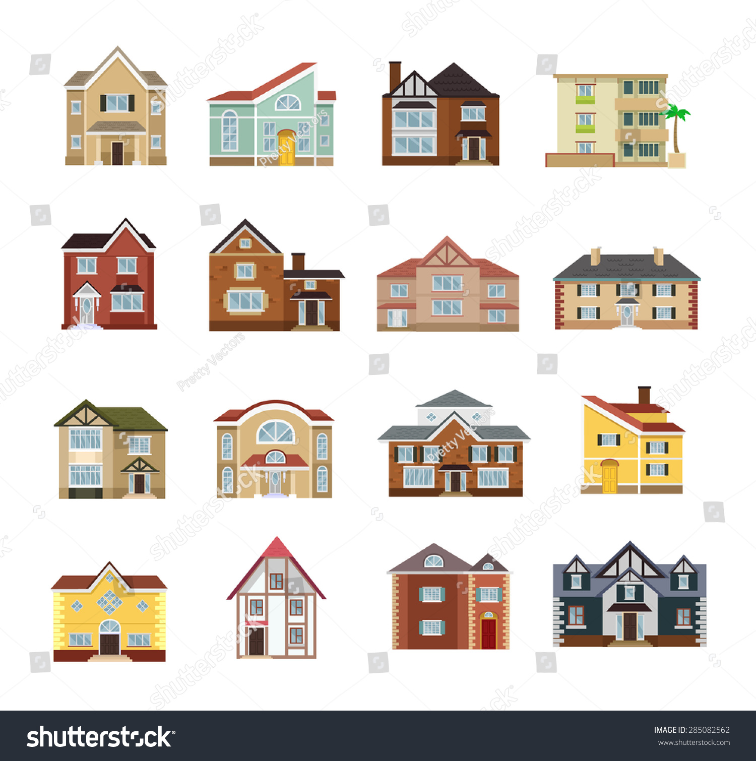 Vector House Flat Icon Set Stock Vector (Royalty Free) 285082562