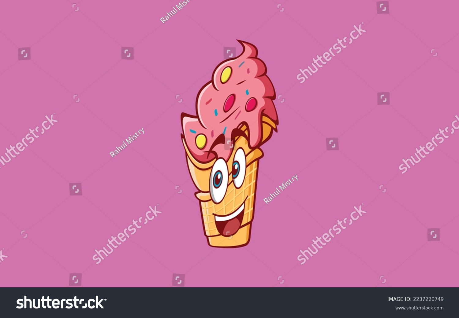 SVG of Vector ice cream cartoon character on pink background svg