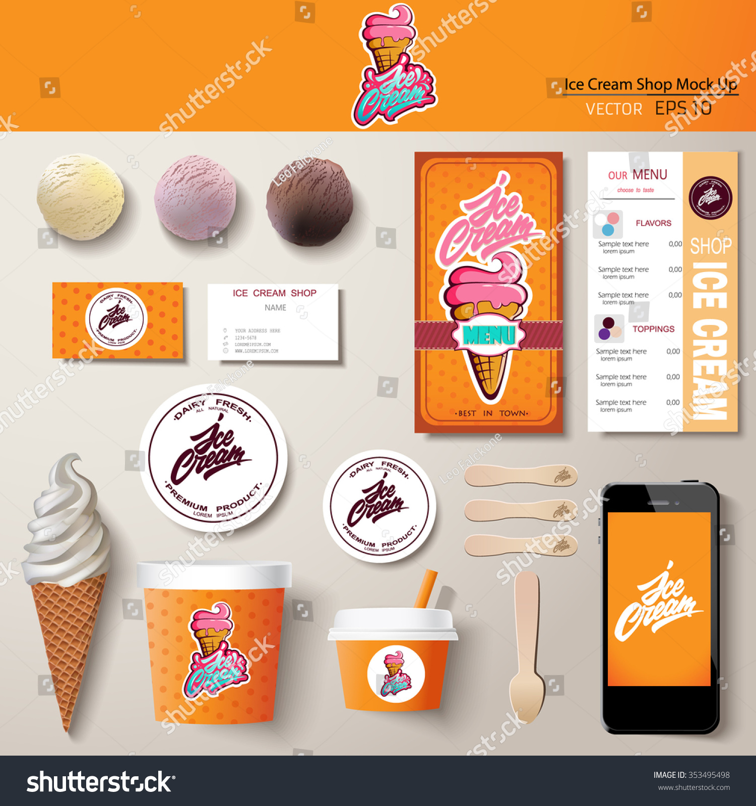 Download Vector Ice Cream Corporate Identity Template Stock Vector Royalty Free 353495498