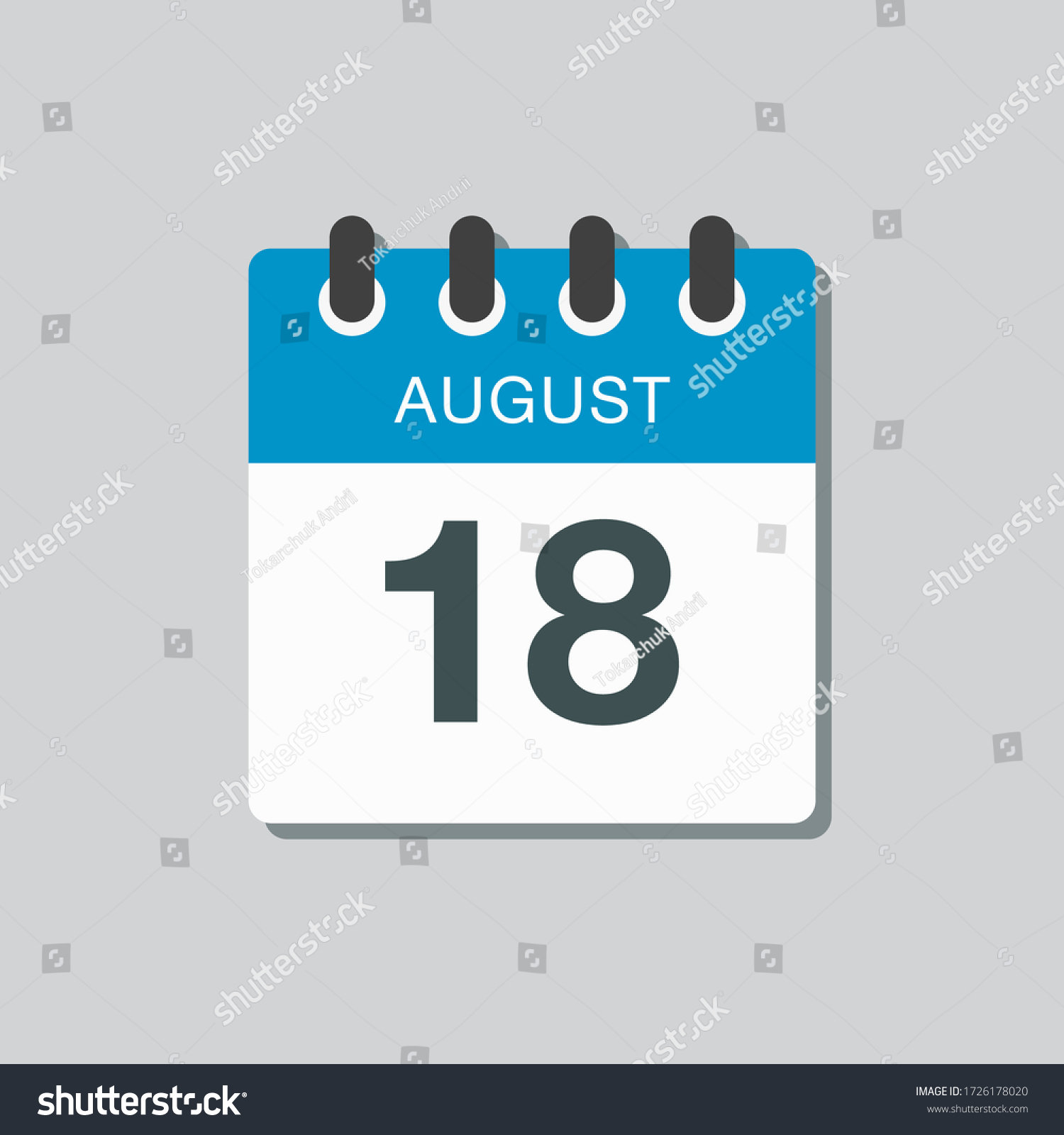 Vector Icon Calendar Day 18 August Stock Vector (Royalty Free ...