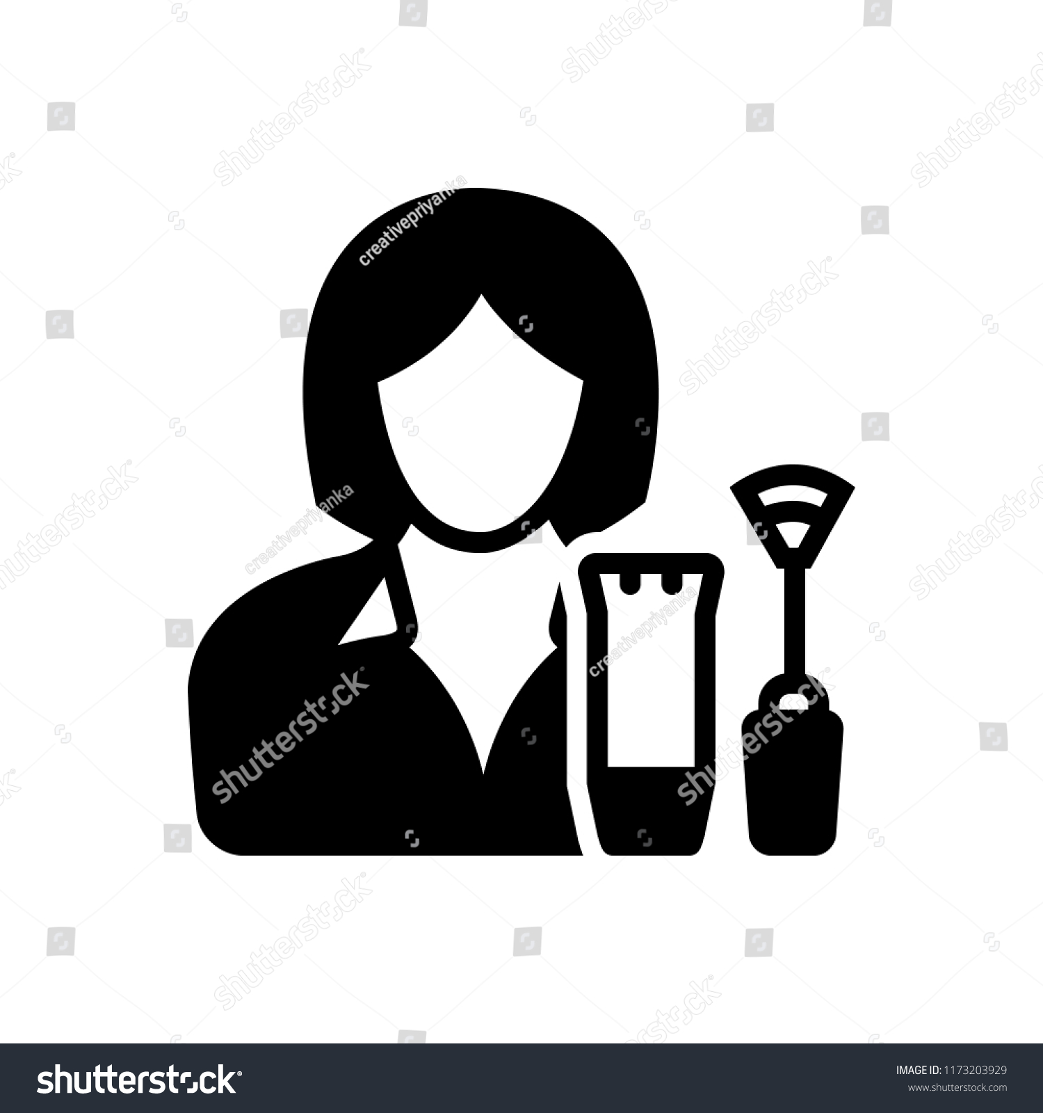 black woman with makeup tools clip art preview