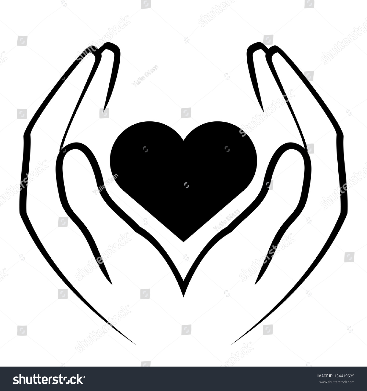 Vector Icon - Hands Holding Heart - 134419535 : Shutterstock