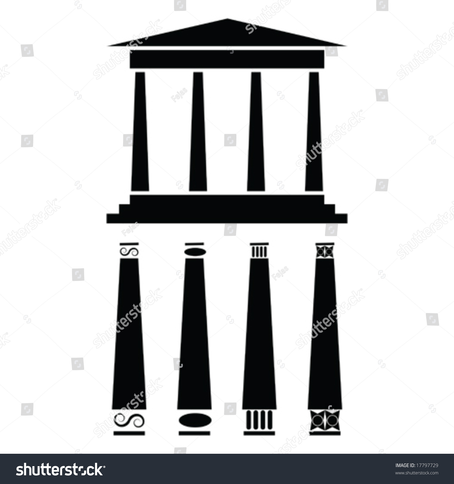 Vector Icon Illustration Of Ancient Greek Style Temple Or Building. For ...