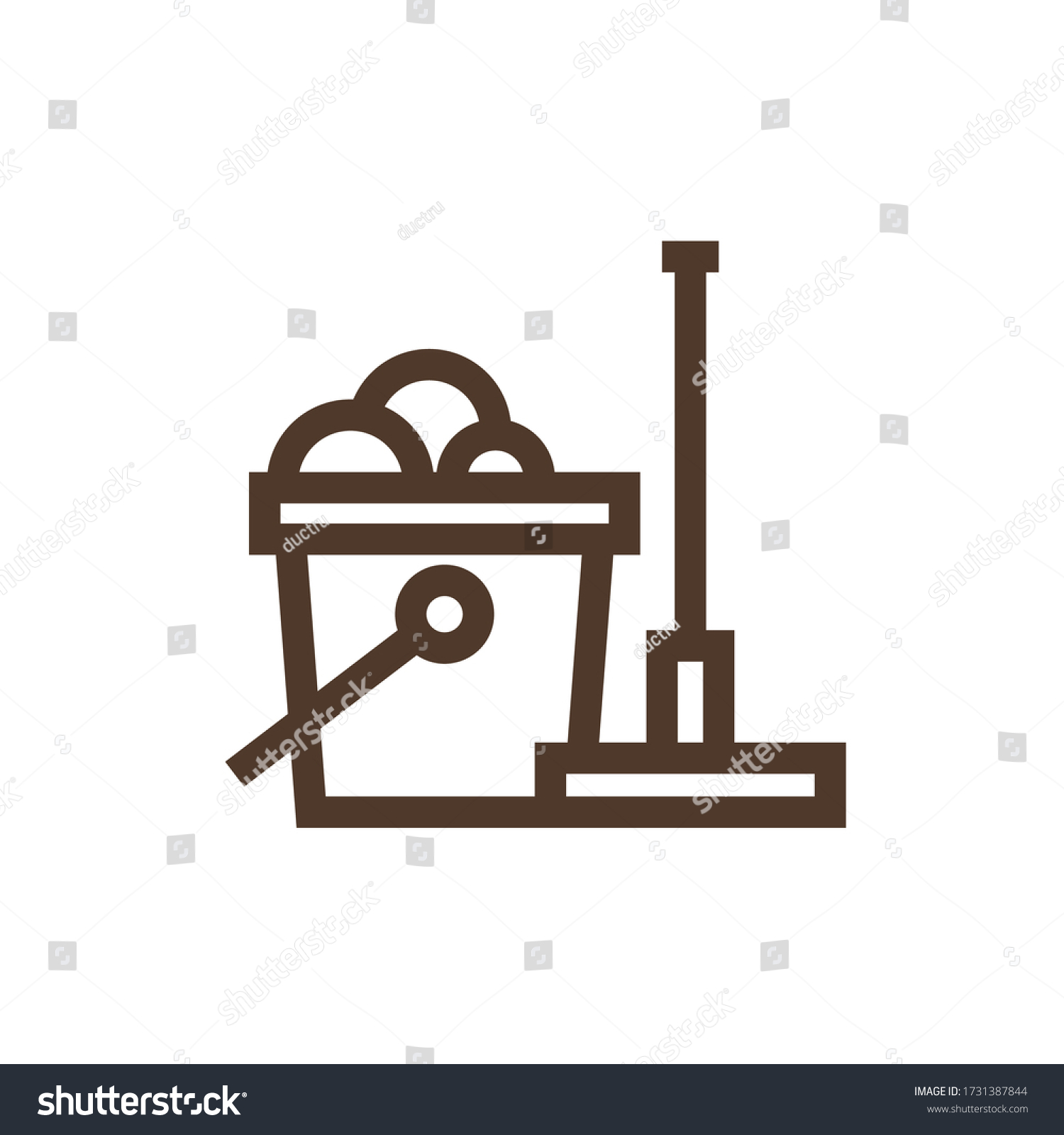 brown cleaning tools bucket mop simple design clip art preview