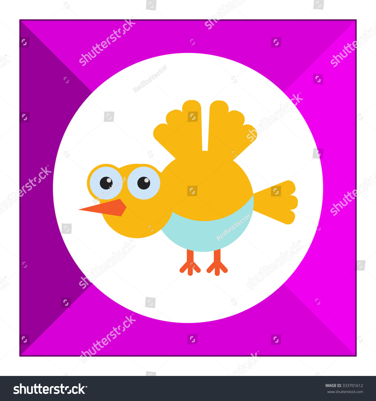 Vector Icon Flying Yellow Cartoon Bird Stock Vector (Royalty Free